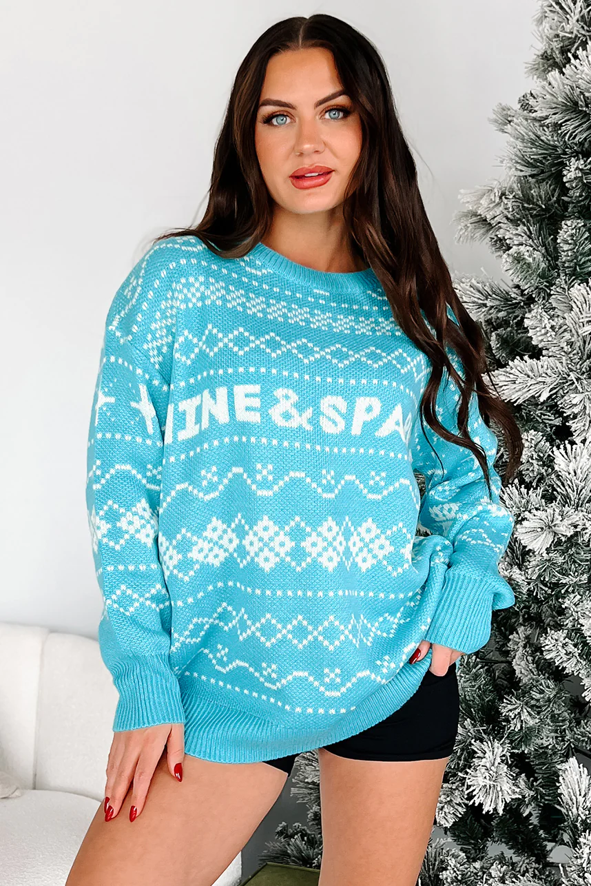 "Shine & Sparkle" Oversized Sweater (Sky Blue) - Image 8