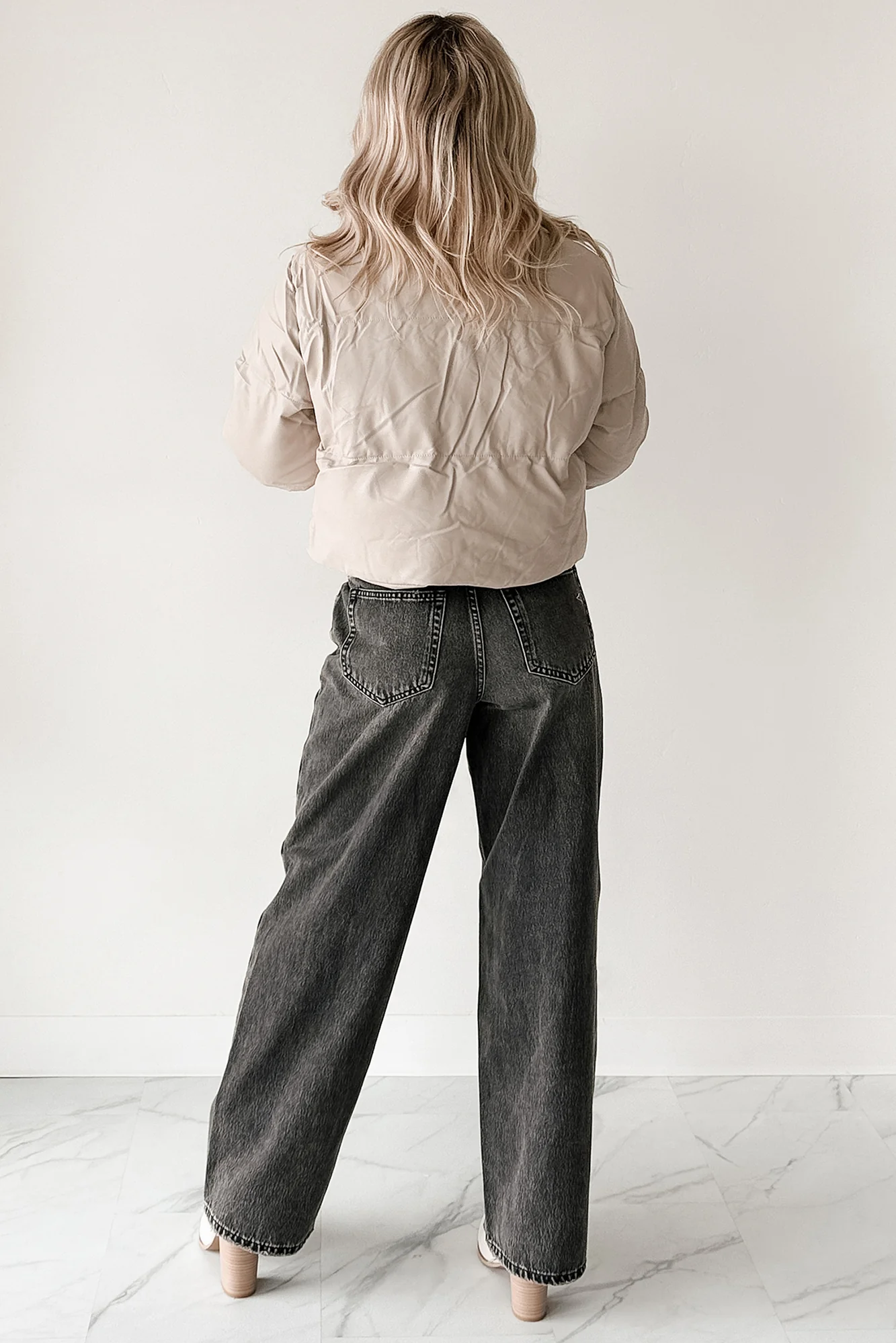 Shine Your Way Faux Leather Puffer Jacket (Taupe) - Image 6