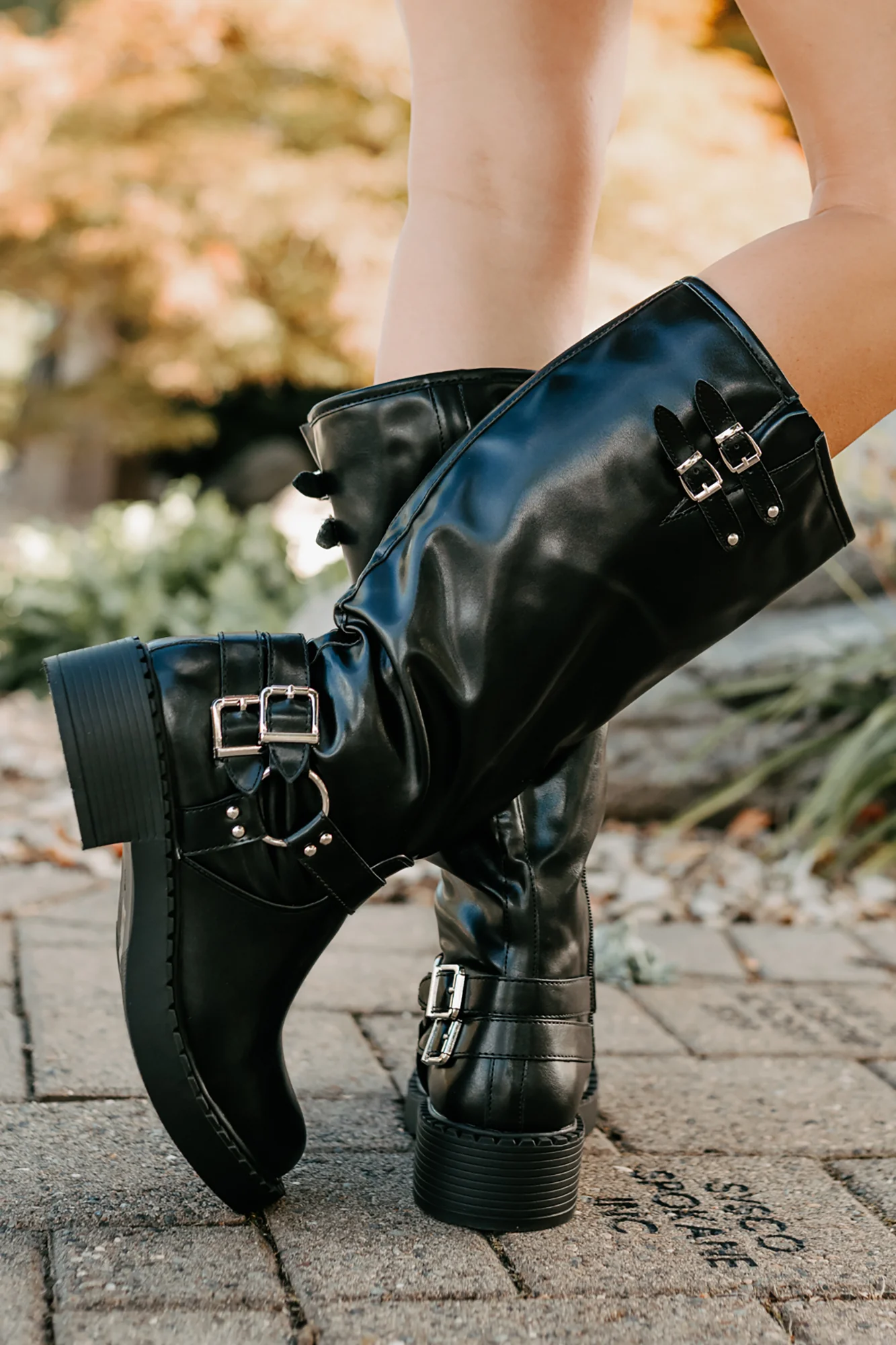 Signature Strides Platform Buckle Boots (Black) - Image 4