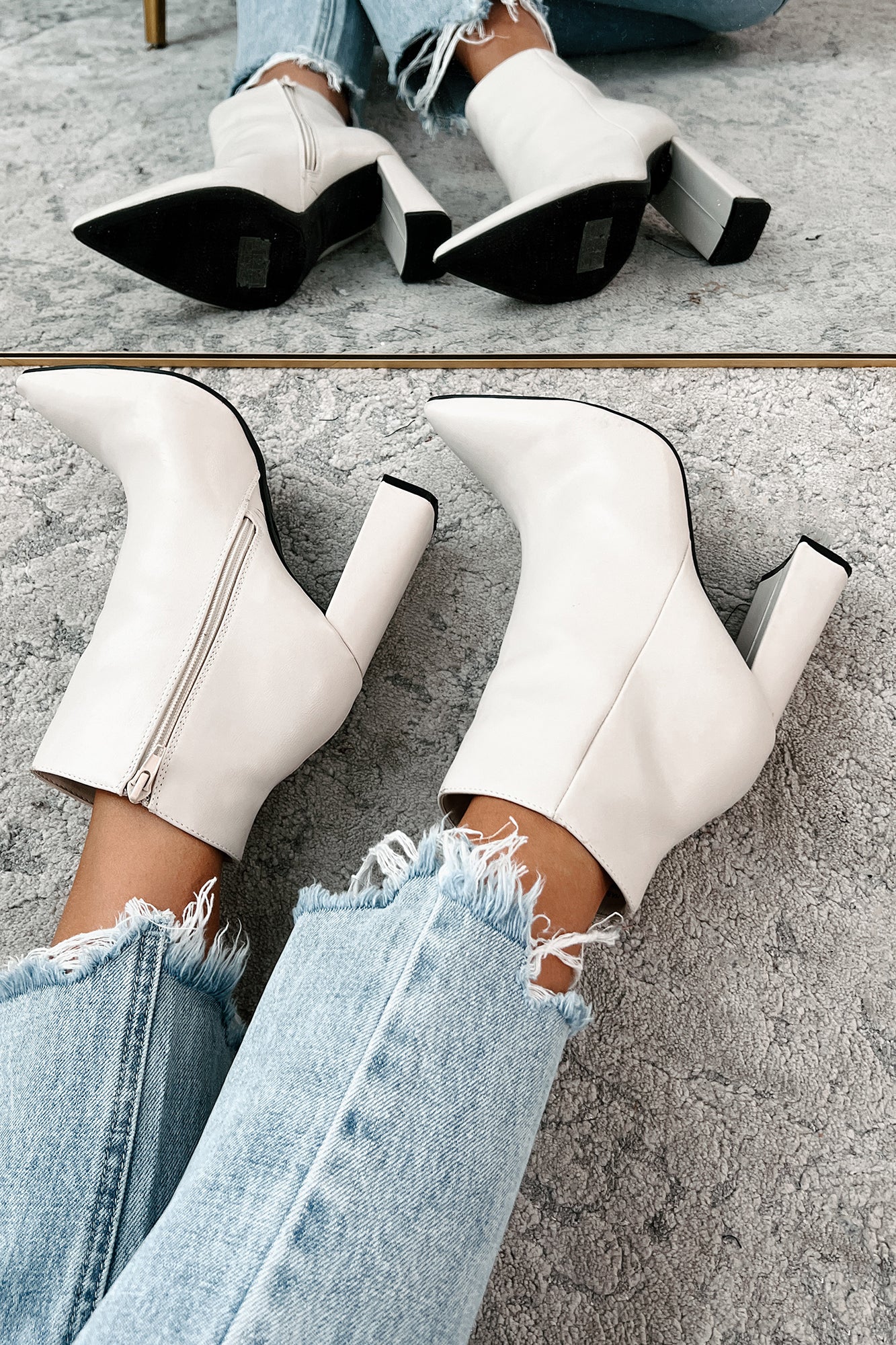 Simple Perfection Faux Leather Booties (Ivory PU) - Image 6