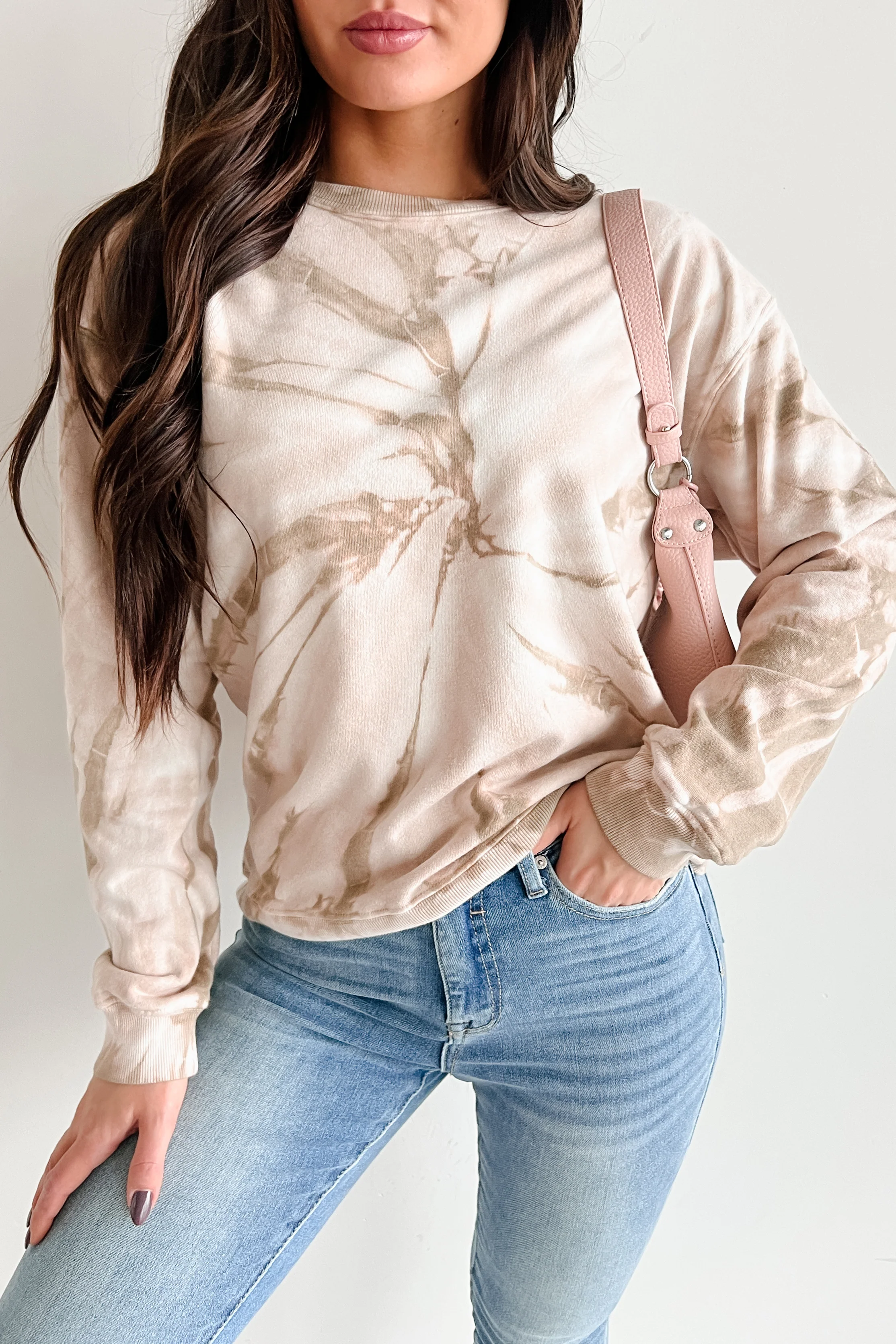 Simply Chillin' Tie Dye Sweatshirt (Taupe) - Image 2