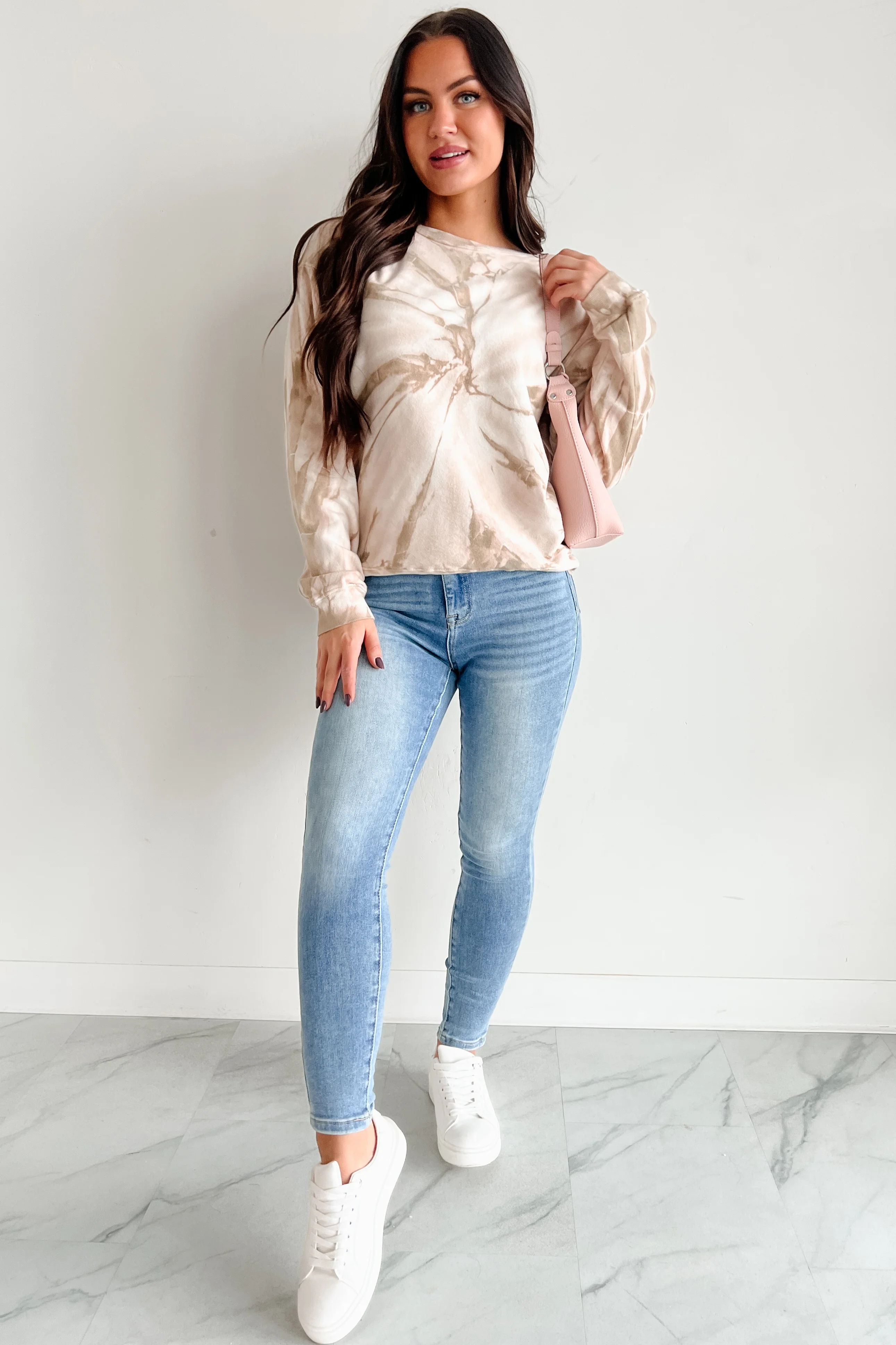 Simply Chillin' Tie Dye Sweatshirt (Taupe) - Image 3