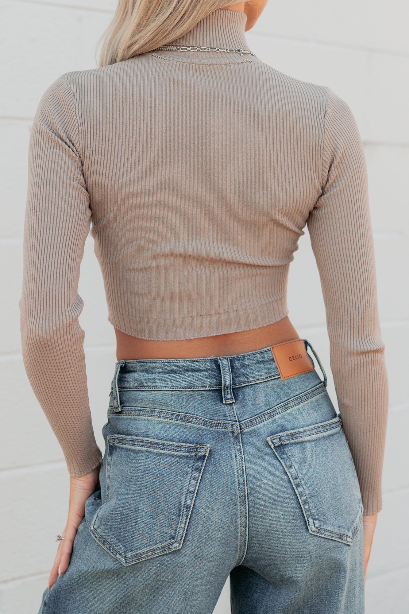 Simply Divine Ribbed Turtle Neck Crop Top (Ash) - Image 6