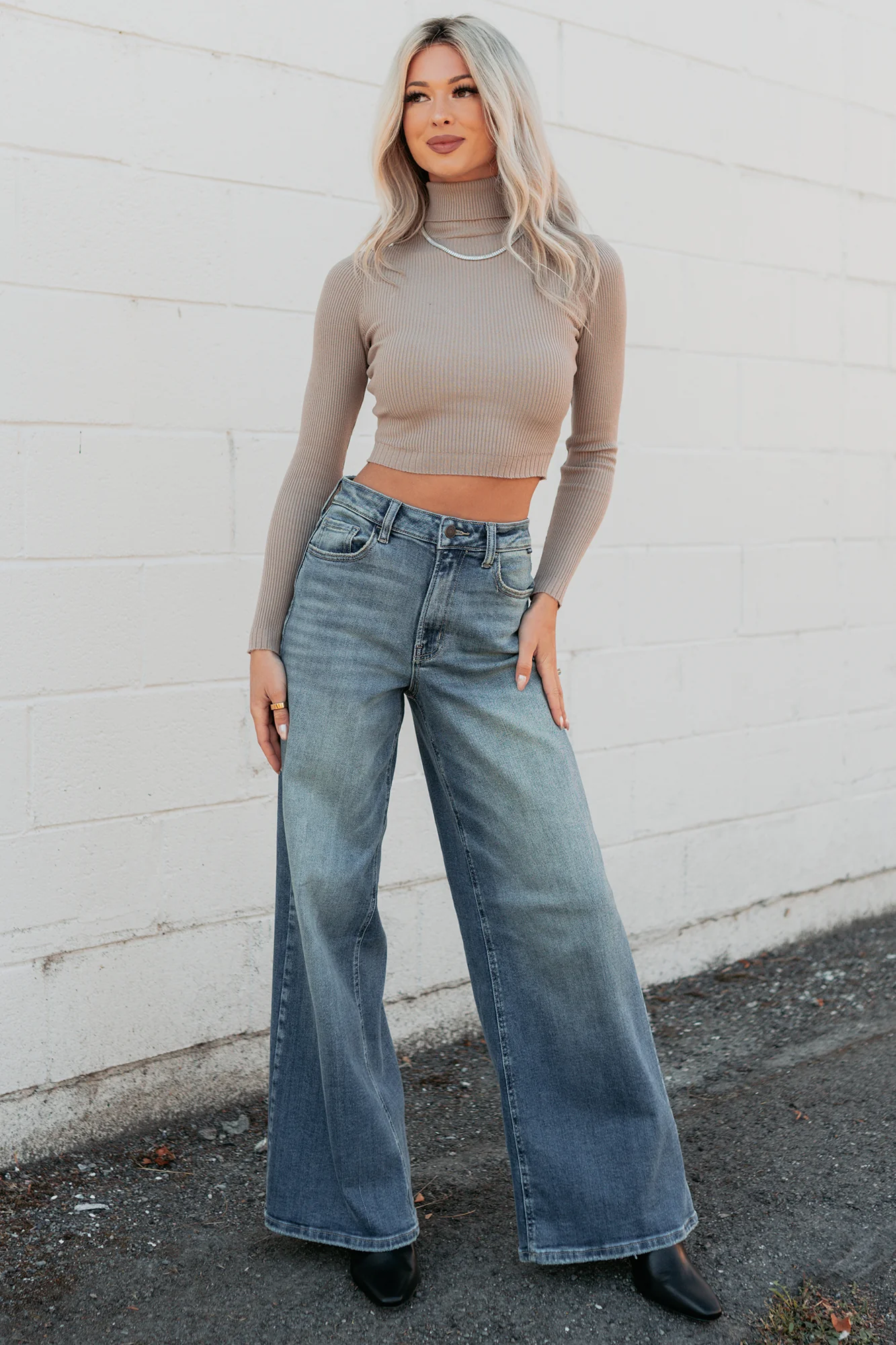 Simply Divine Ribbed Turtle Neck Crop Top (Ash) - Image 7