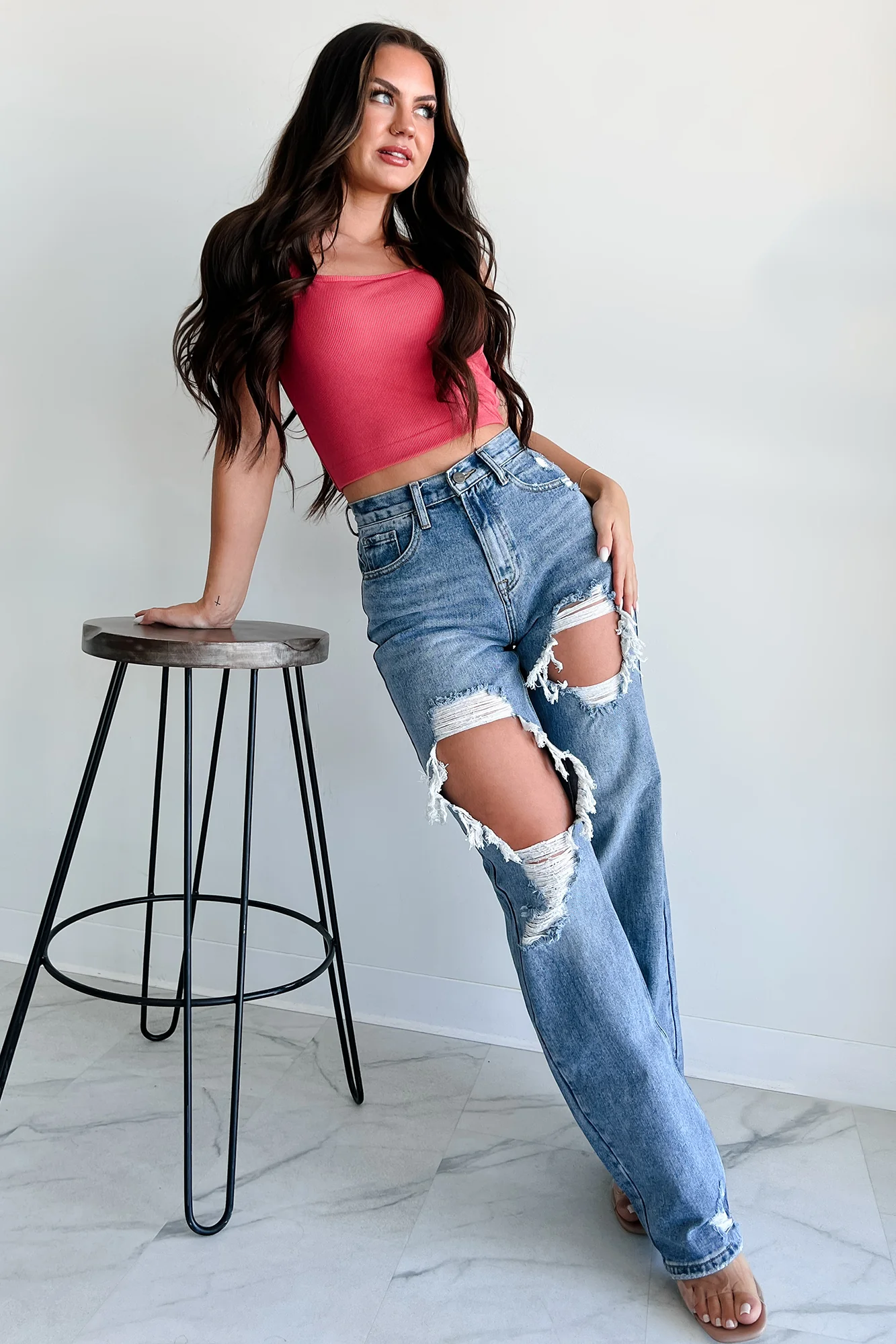 Simply Stated Ribbed Brami Crop Top (Berry) - Image 2
