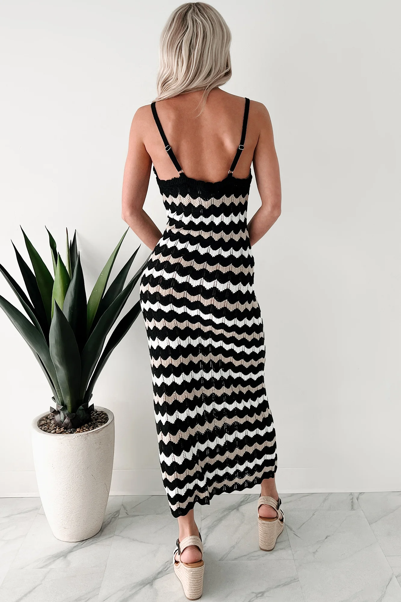 Simply Striped Sweater Knit Maxi Dress (Black Combo) - Image 3