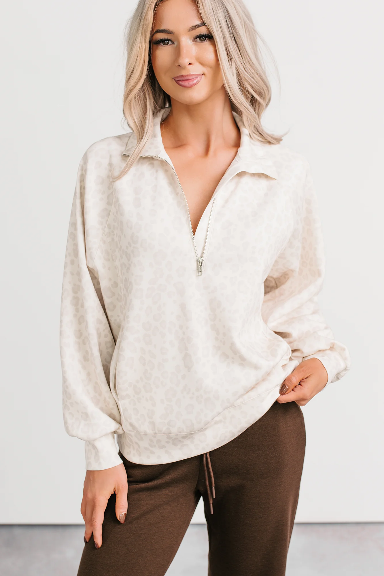 Simply Yours Soft Half-Zip Pullover (Leopard) - Image 4