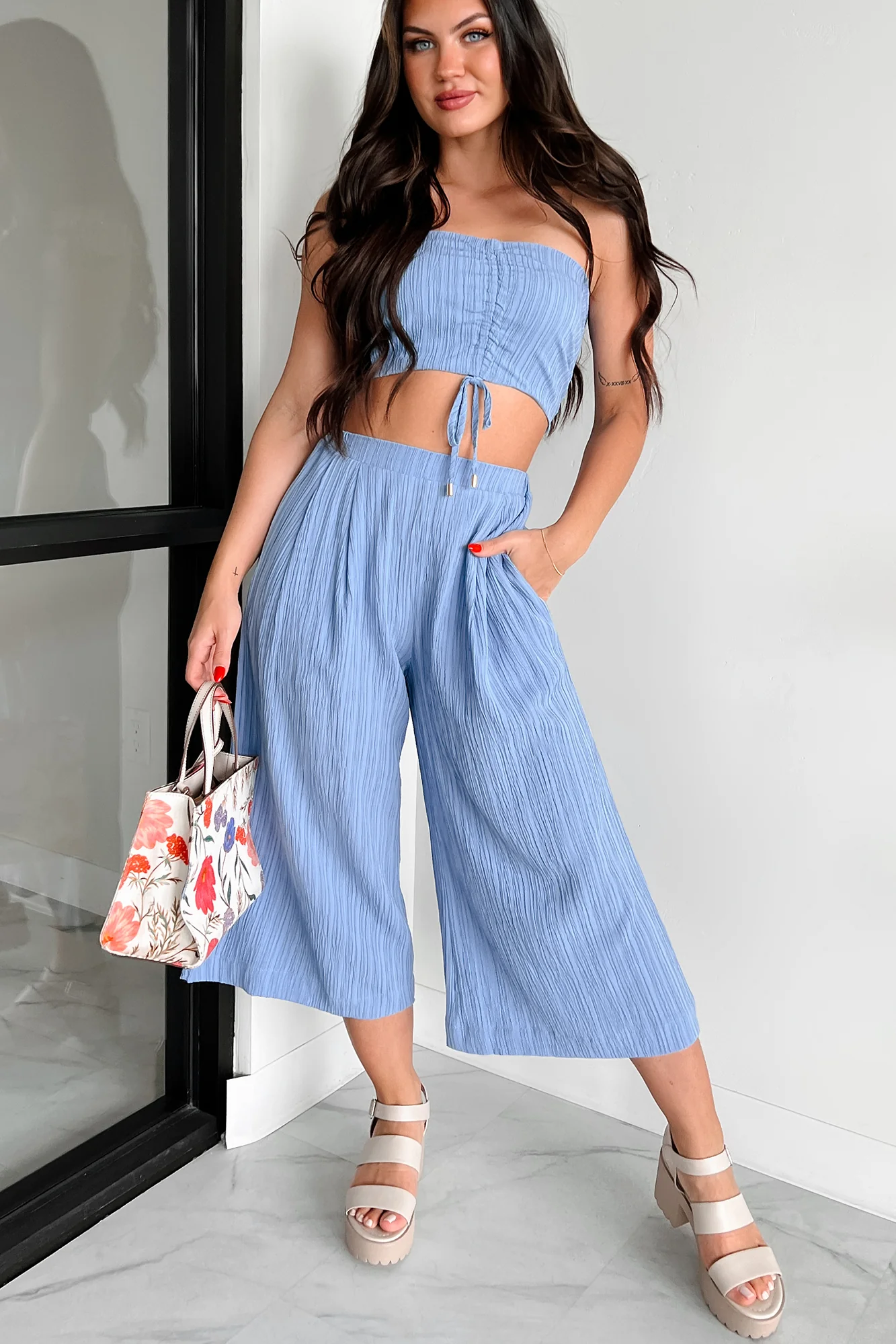 Sizzling Summer Ruched Bandeau Top (Lotus Blue) - Image 6