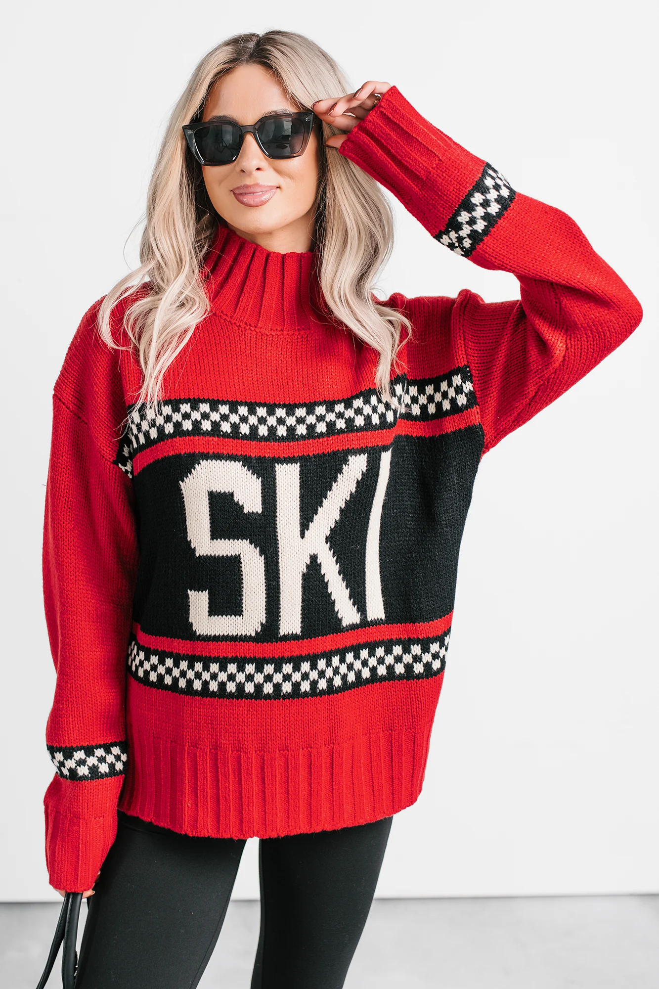 Ski You Later Graphic Mock Neck Sweater (Red) - Image 3