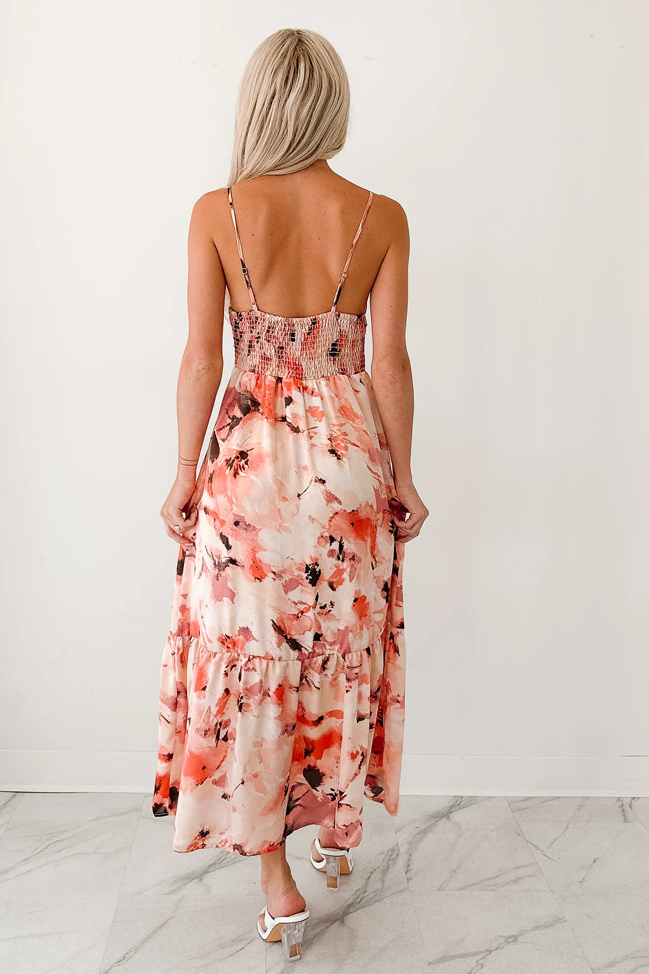 Slay Softly Sleeveless Floral Midi Dress (Peach/Multi) - Image 5