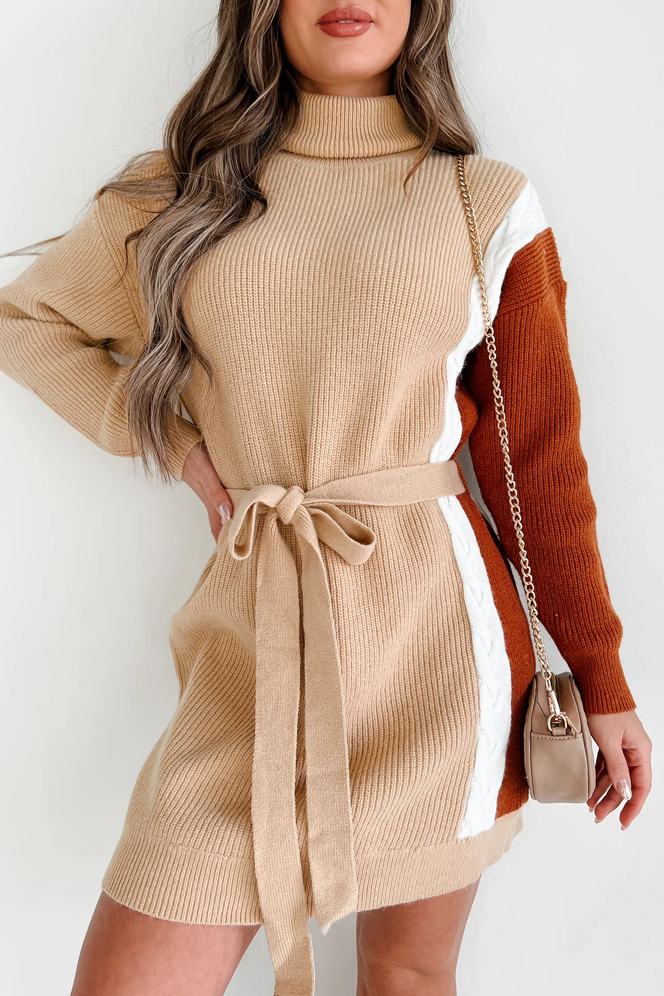 Slope City Turtleneck Sweater Dress (Oatmeal Multi) - Image 2