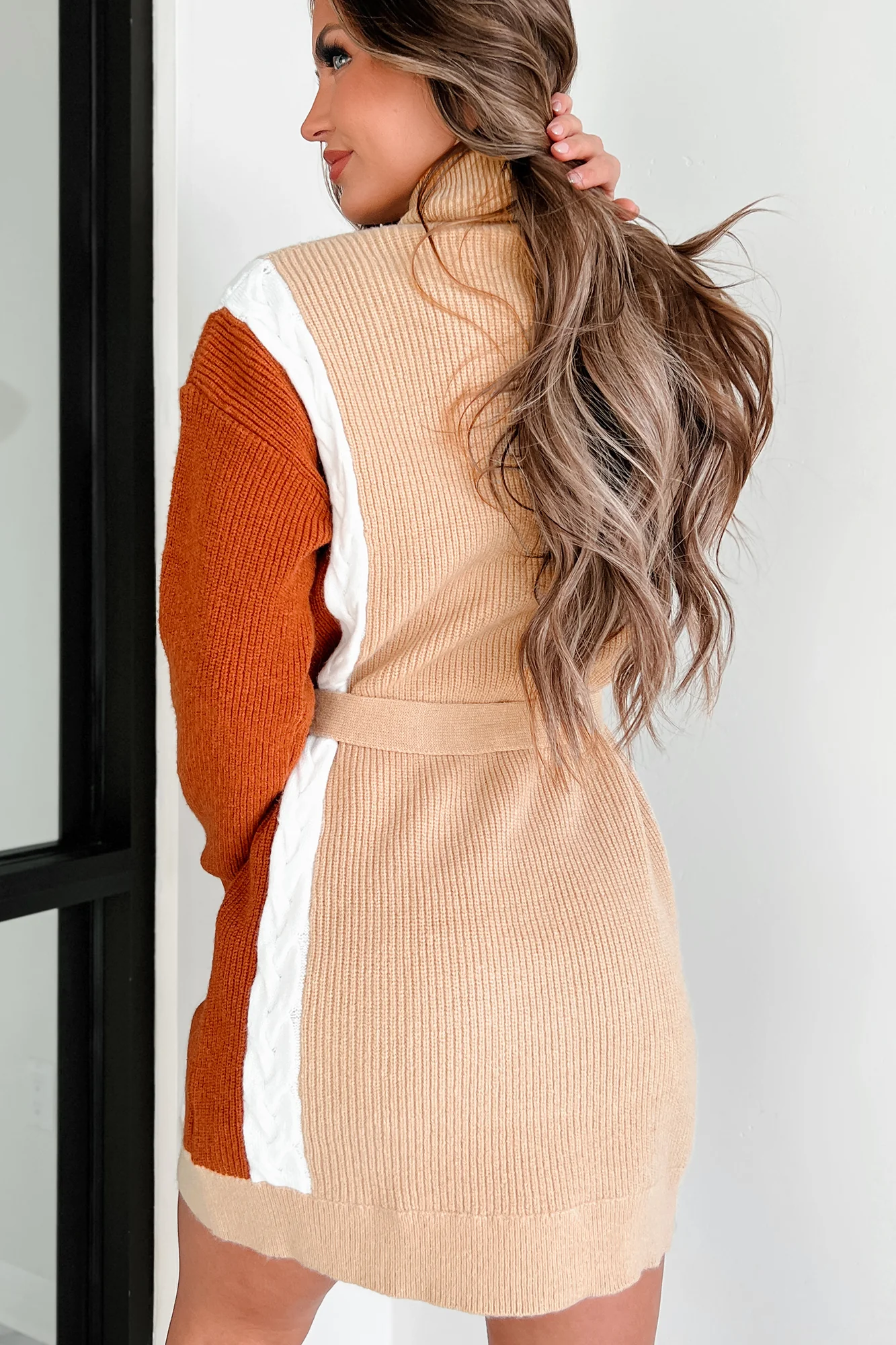 Slope City Turtleneck Sweater Dress (Oatmeal Multi) - Image 3