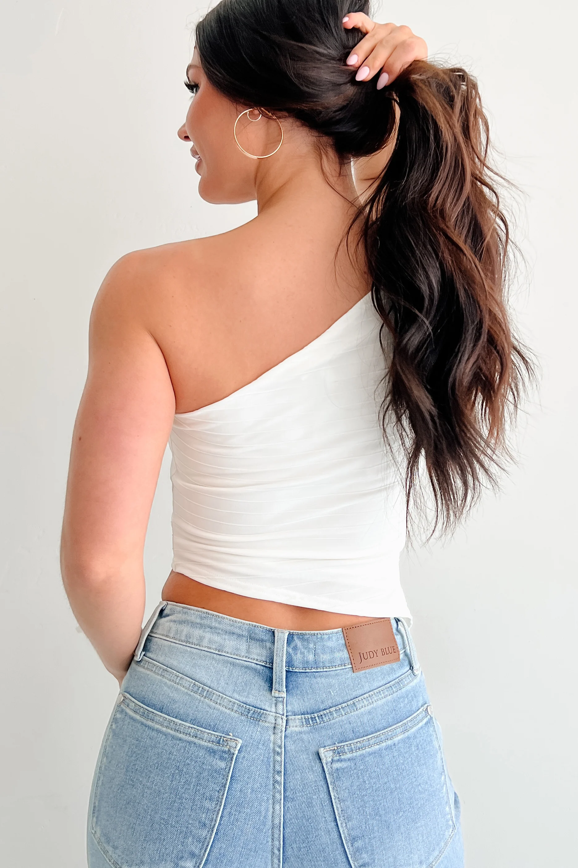 Slow & Sweet One Shoulder Top (Off White) - Image 5