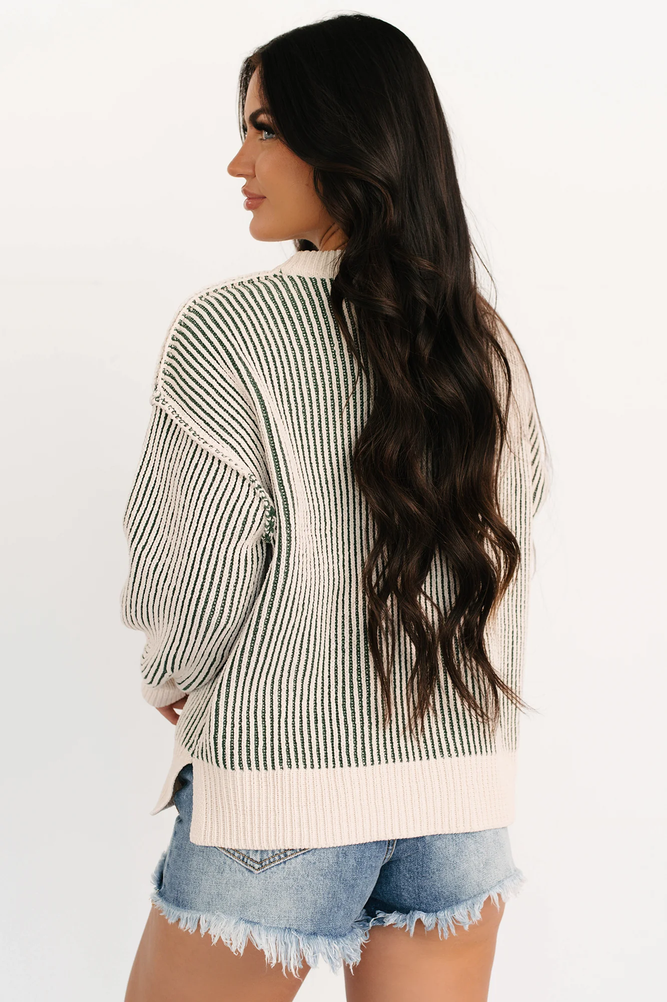 Snug Haven Two Tone Zenana Sweater (Dark Green) - Image 4