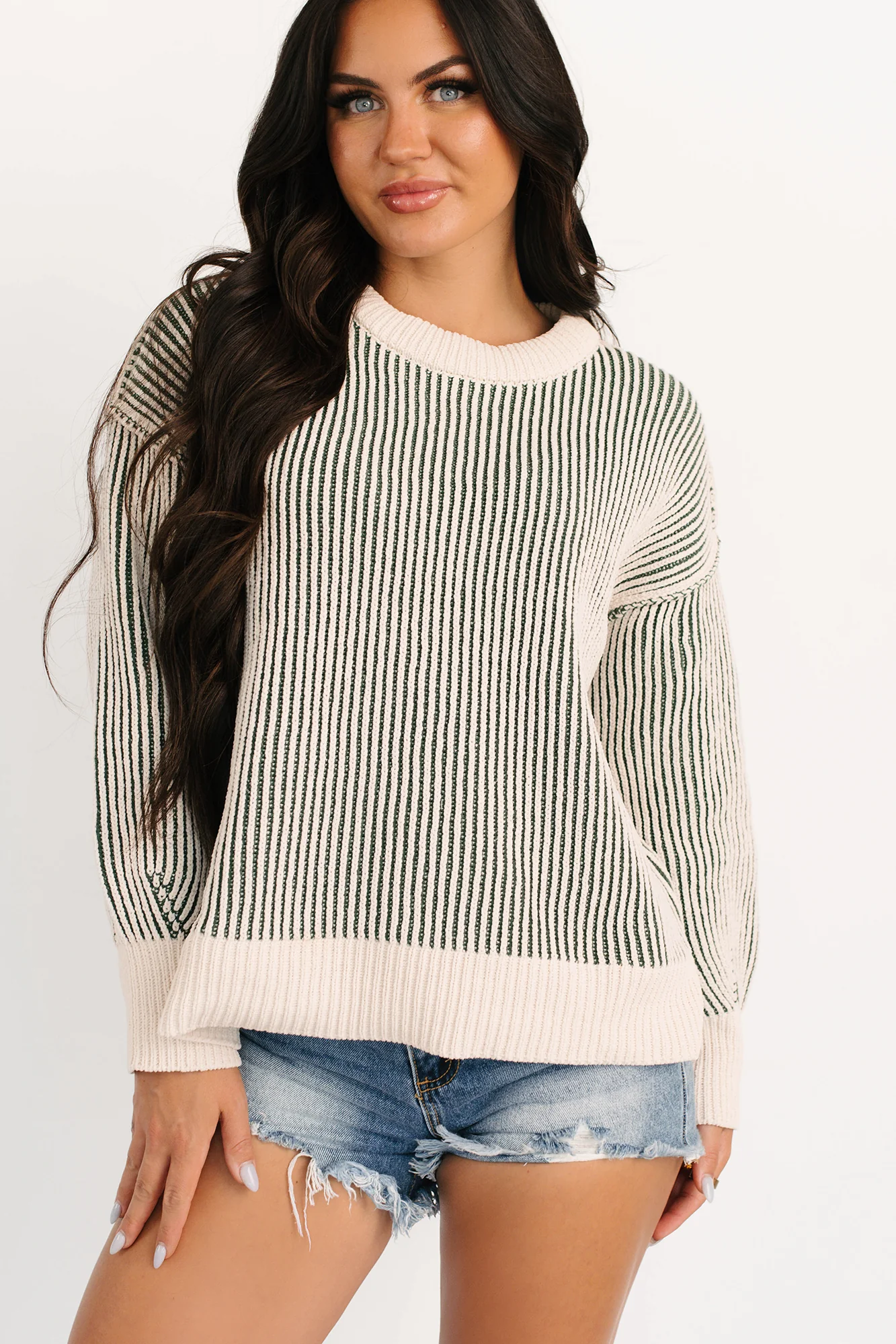 Snug Haven Two Tone Zenana Sweater (Dark Green) - Image 7