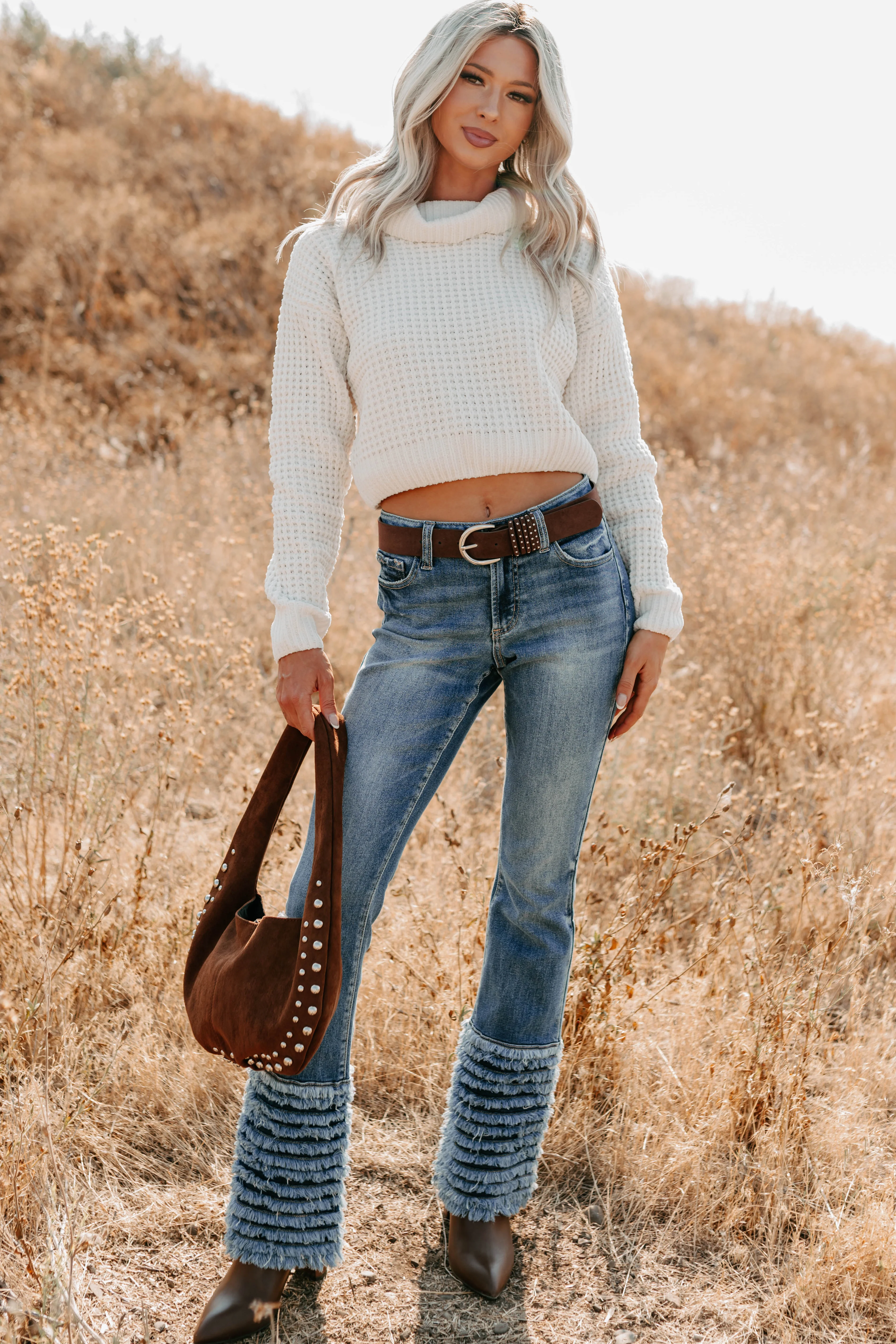Snug Session Turtleneck Chenille Crop Sweater (Ivory) - Image 3