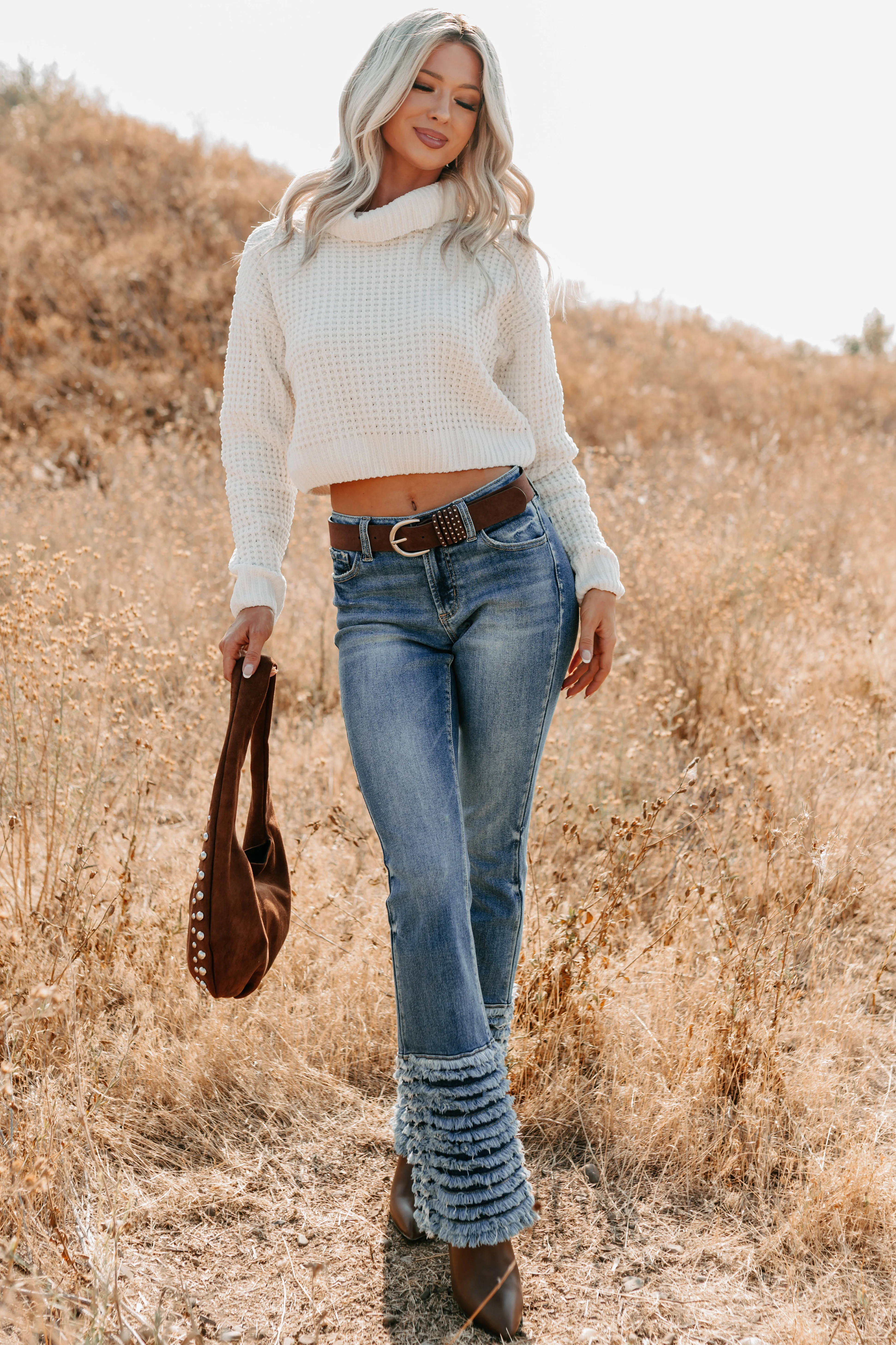 Snug Session Turtleneck Chenille Crop Sweater (Ivory) - Image 6