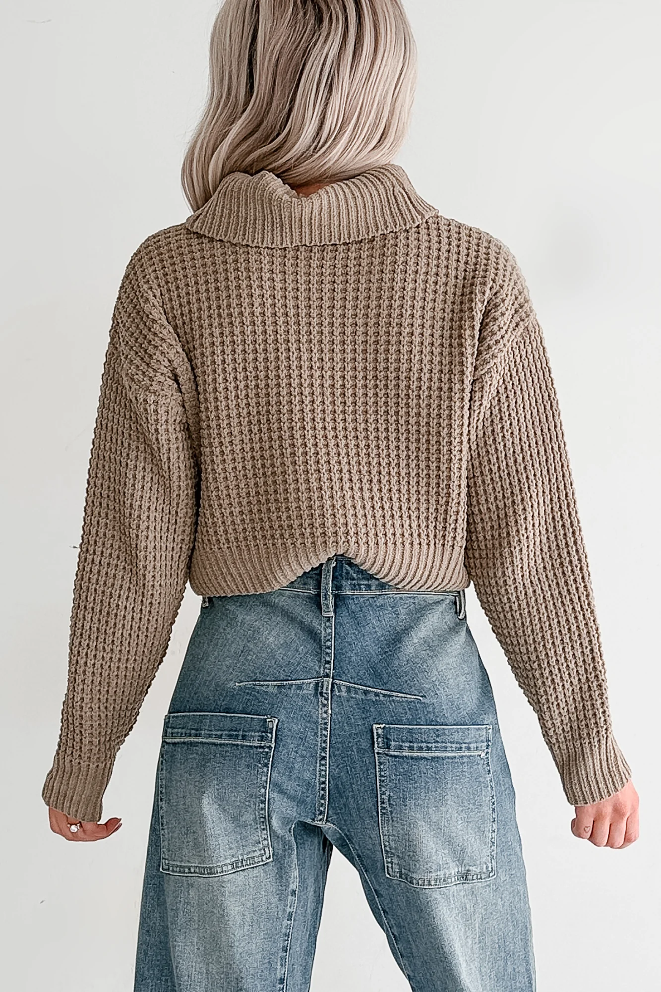 Snug Session Turtleneck Chenille Crop Sweater (Sage) - Image 4