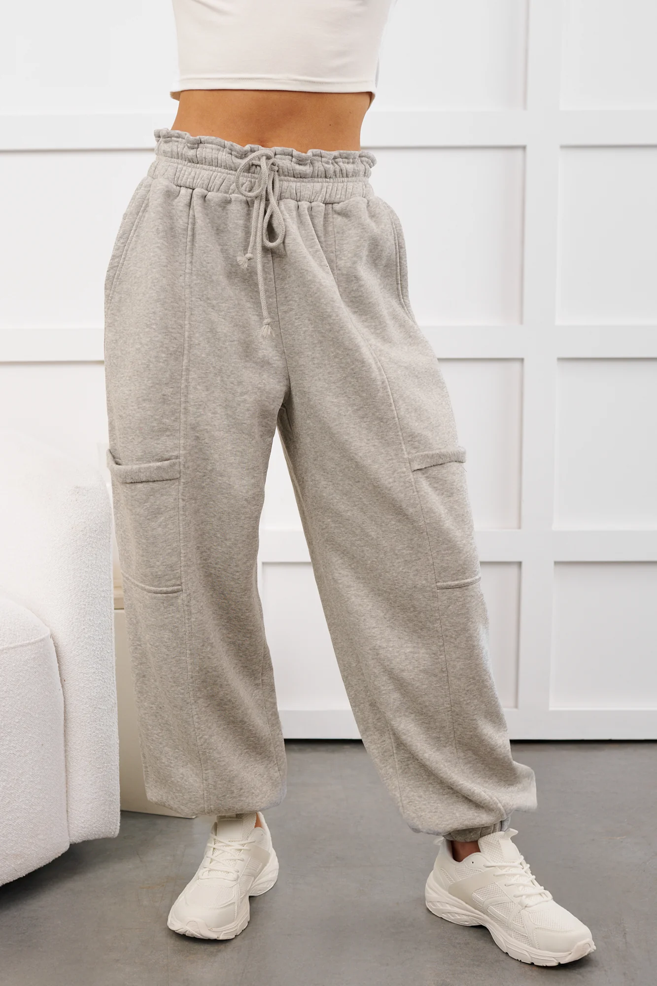 Snug Start Ruffle Waist Lounge Pants (Heather Grey) - Image 7