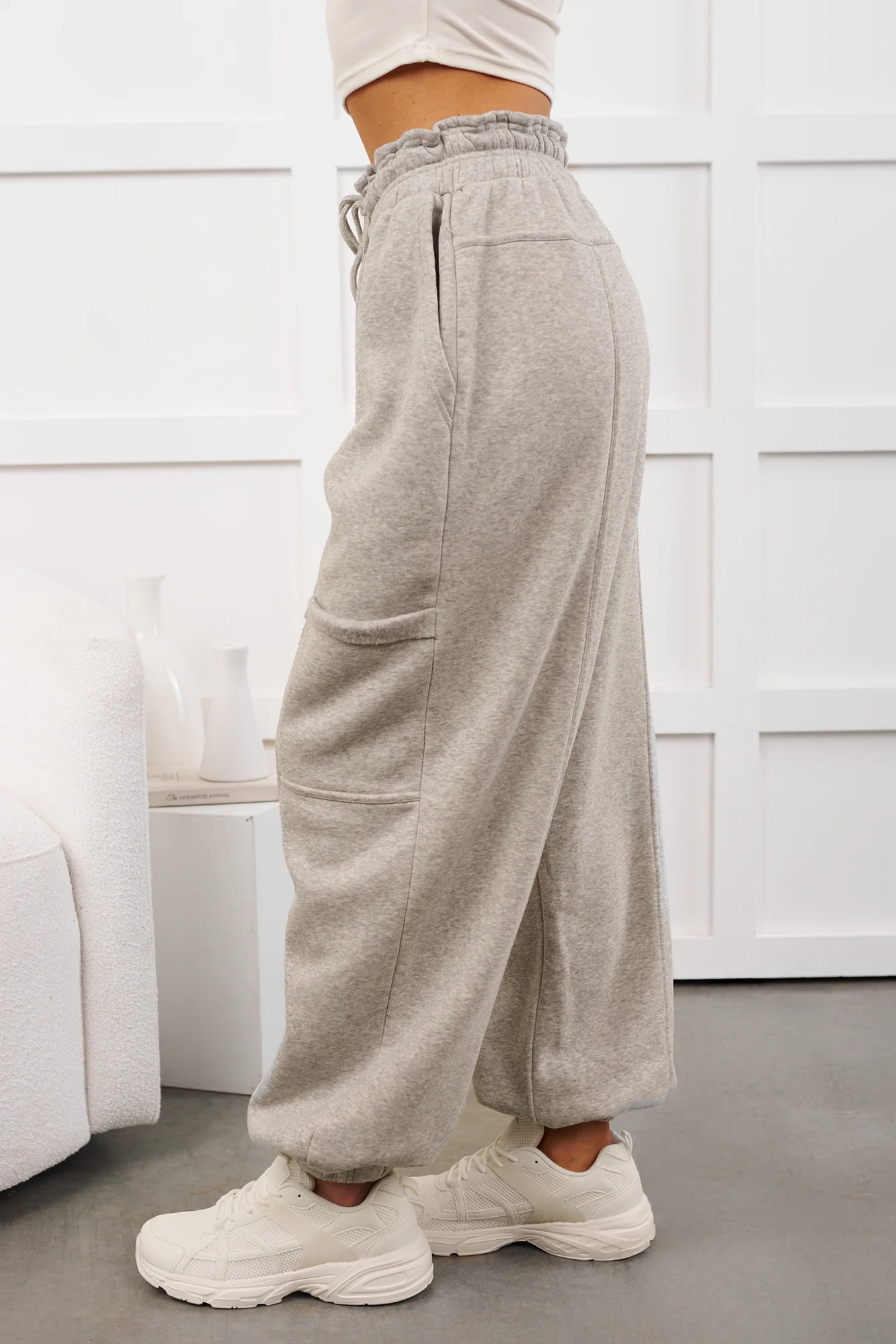 Snug Start Ruffle Waist Lounge Pants (Heather Grey) - Image 8