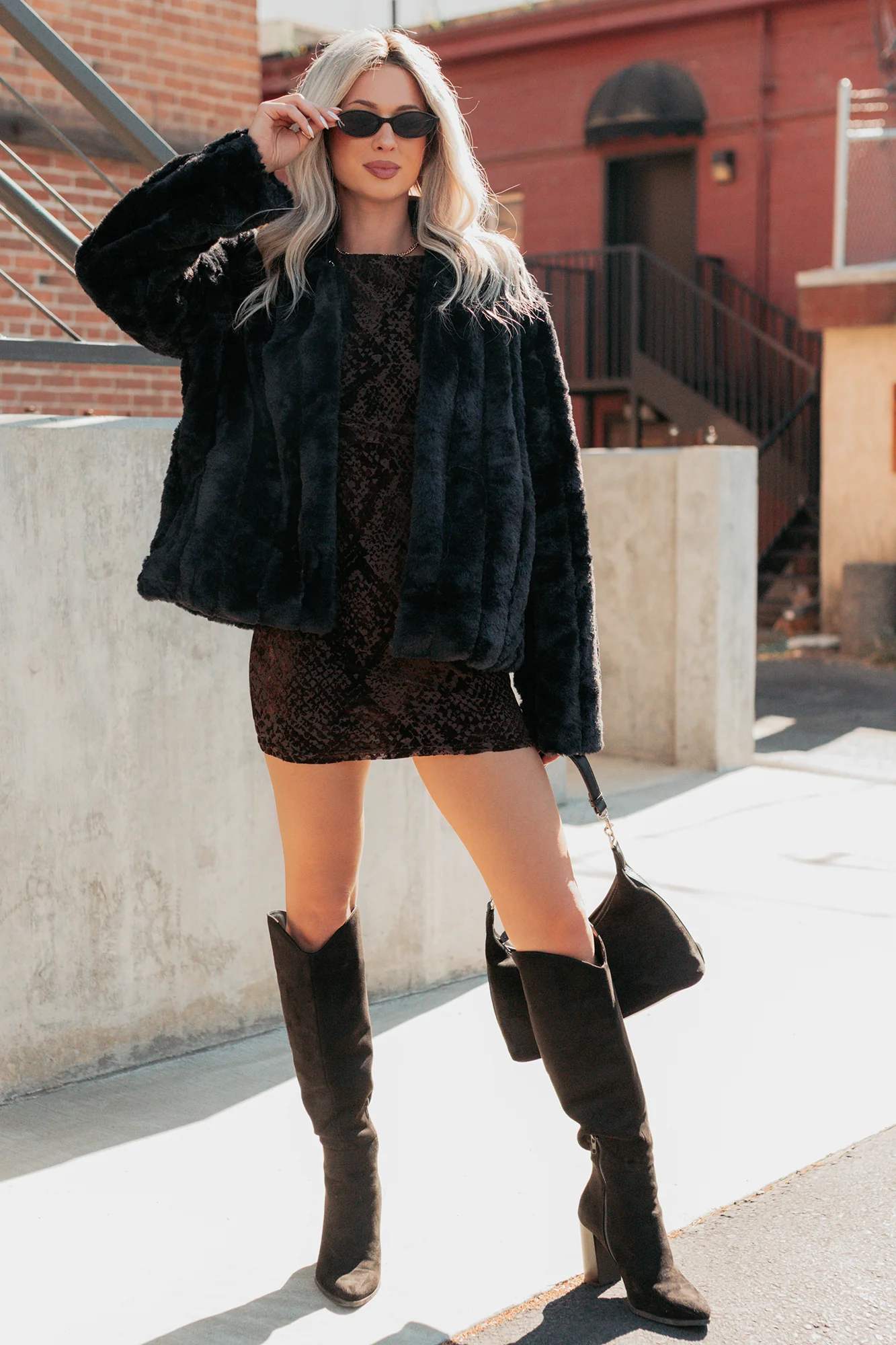Snuggle Bug Faux Fur Jacket (Black) - Image 3
