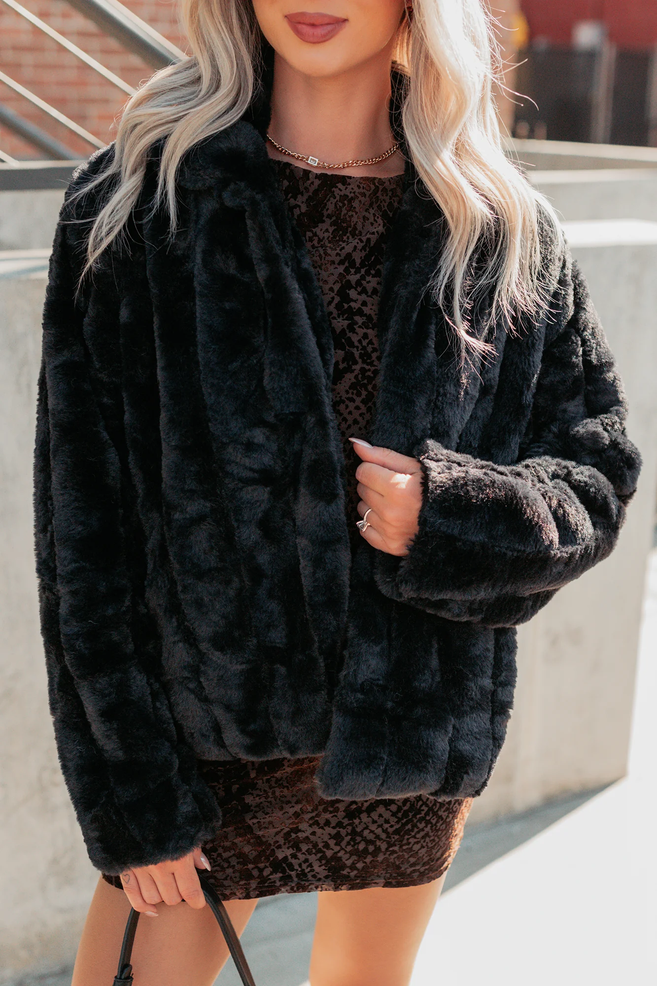 Snuggle Bug Faux Fur Jacket (Black) - Image 5