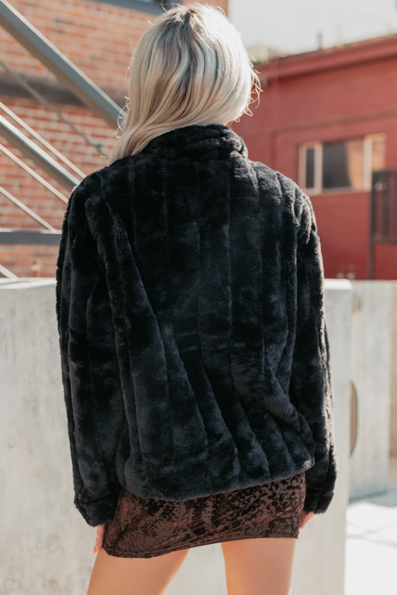 Snuggle Bug Faux Fur Jacket (Black) - Image 6