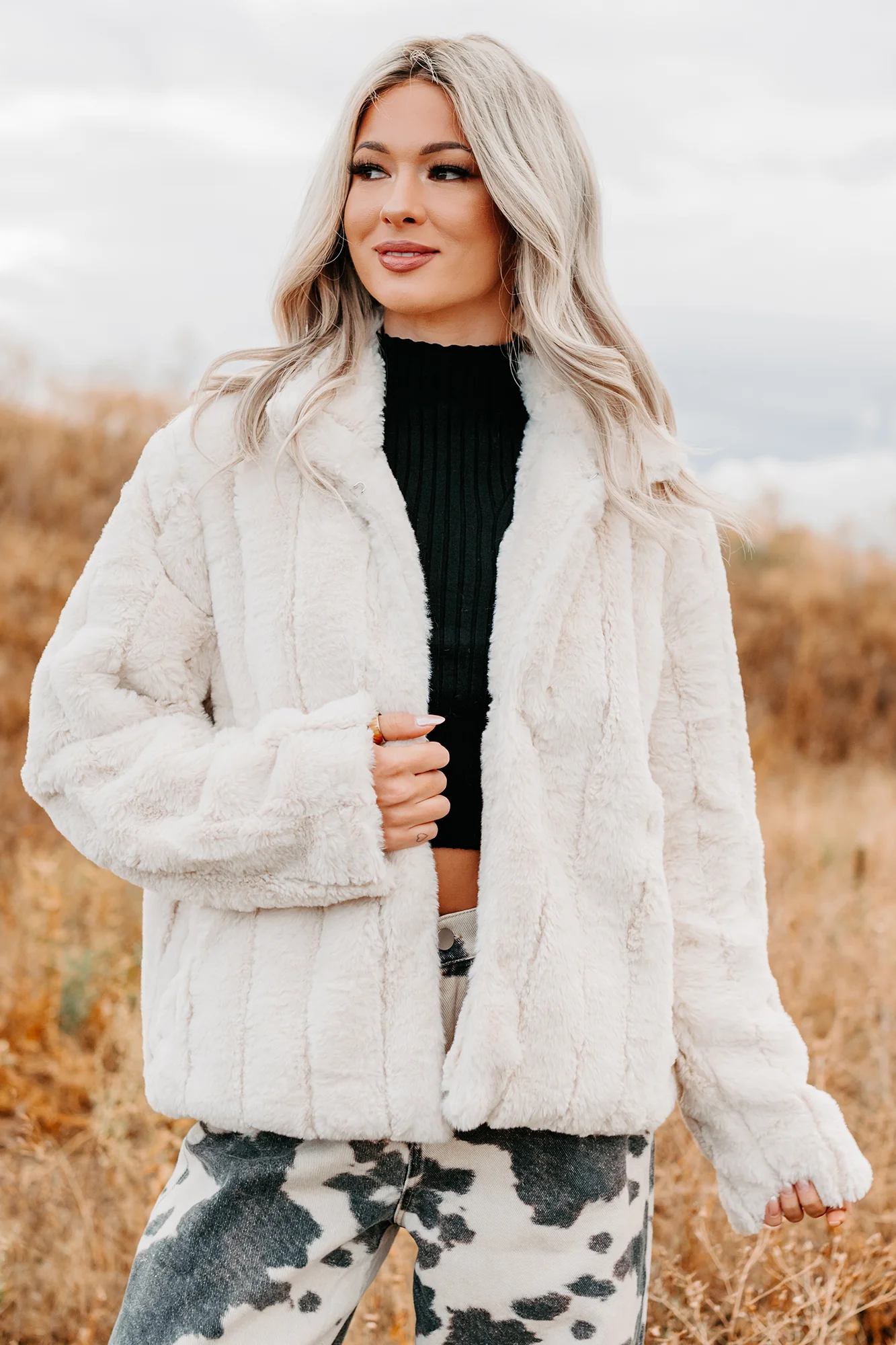 Snuggle Bug Faux Fur Jacket (Ivory) - Image 2