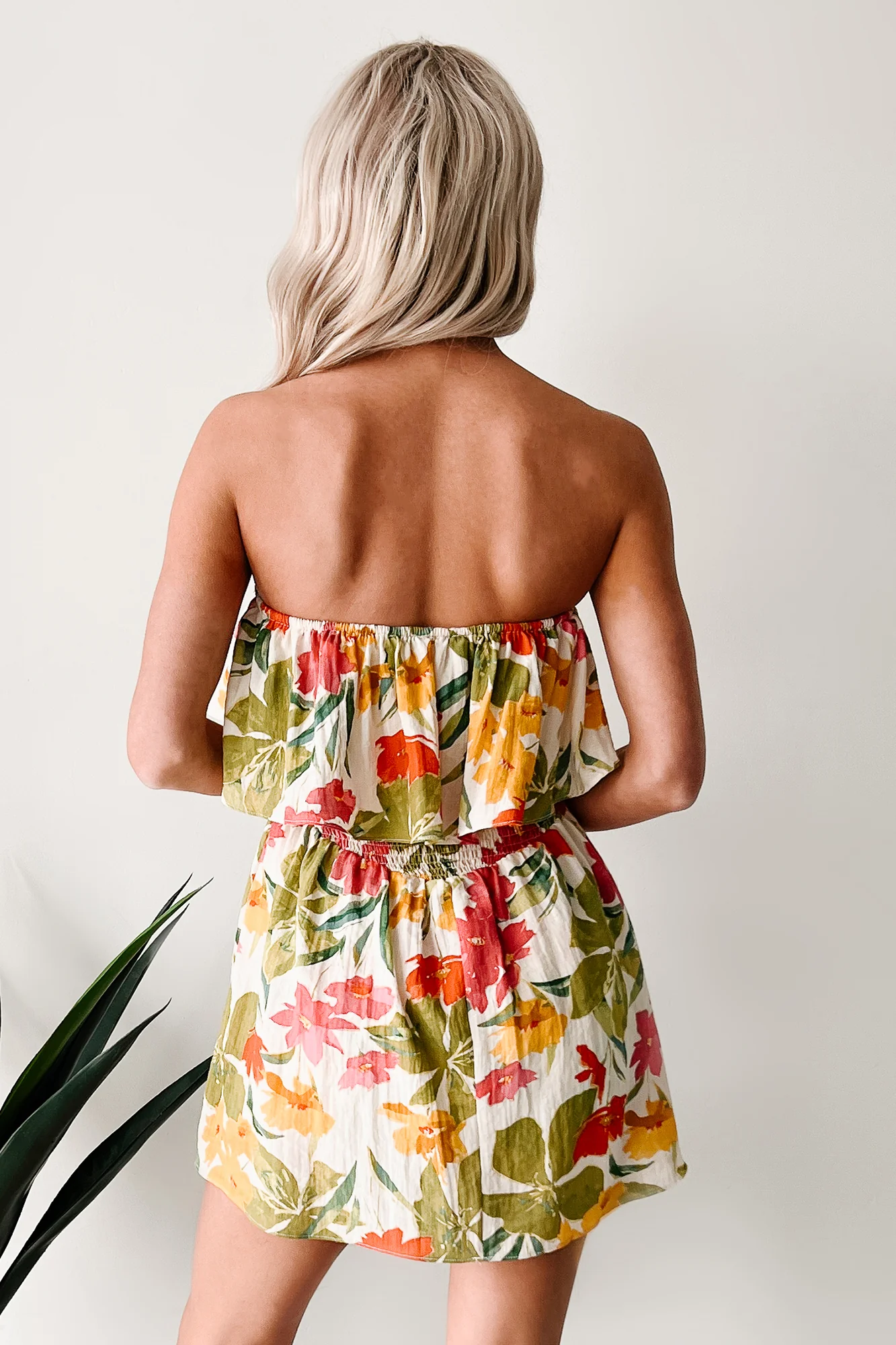 Soft Breezes Strapless Floral Romper Dress (Cream/Multi) - Image 4