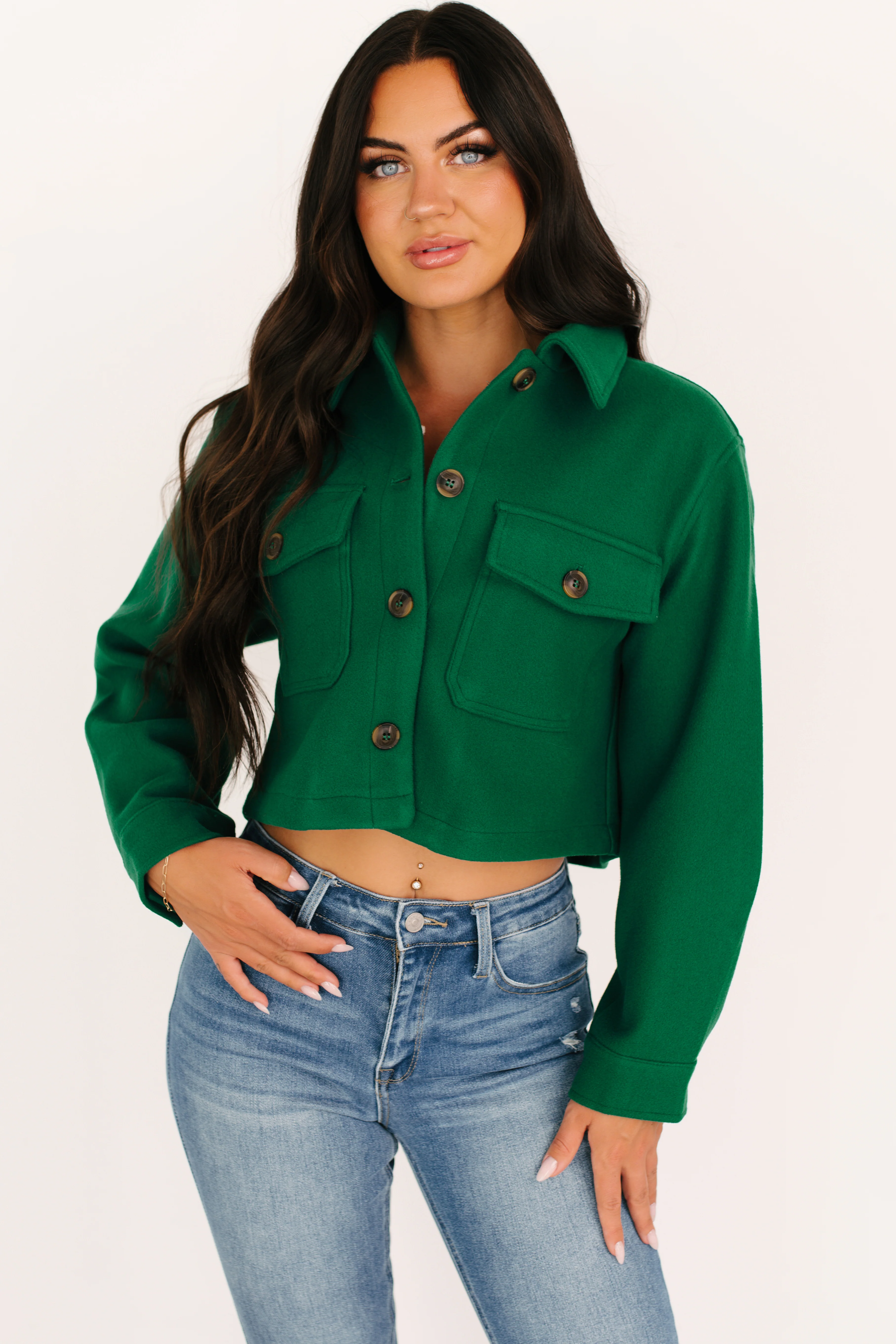 Soft But Savage Fleece Crop Jacket (Green) - Image 3