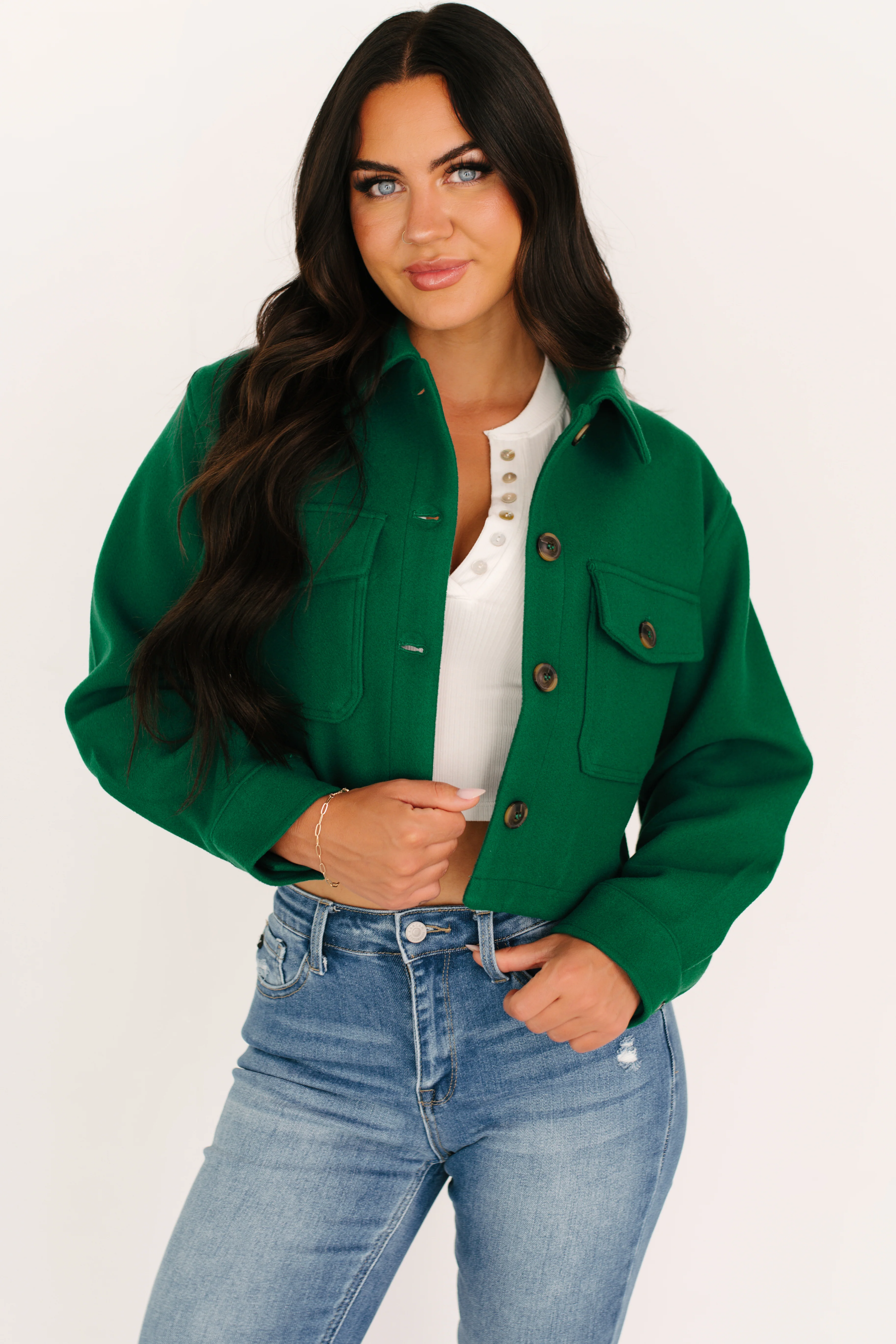 Soft But Savage Fleece Crop Jacket (Green) - Image 4