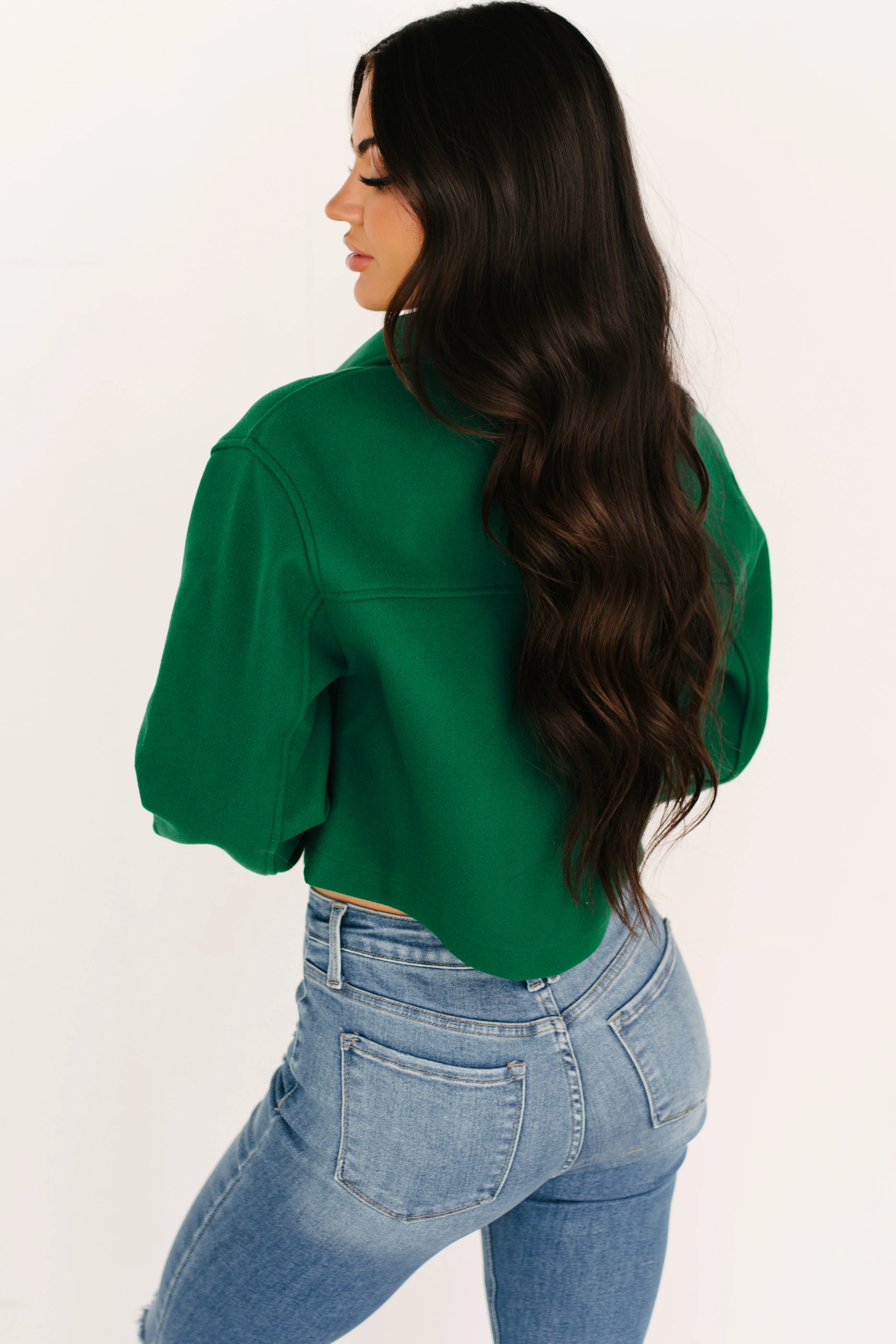 Soft But Savage Fleece Crop Jacket (Green) - Image 5