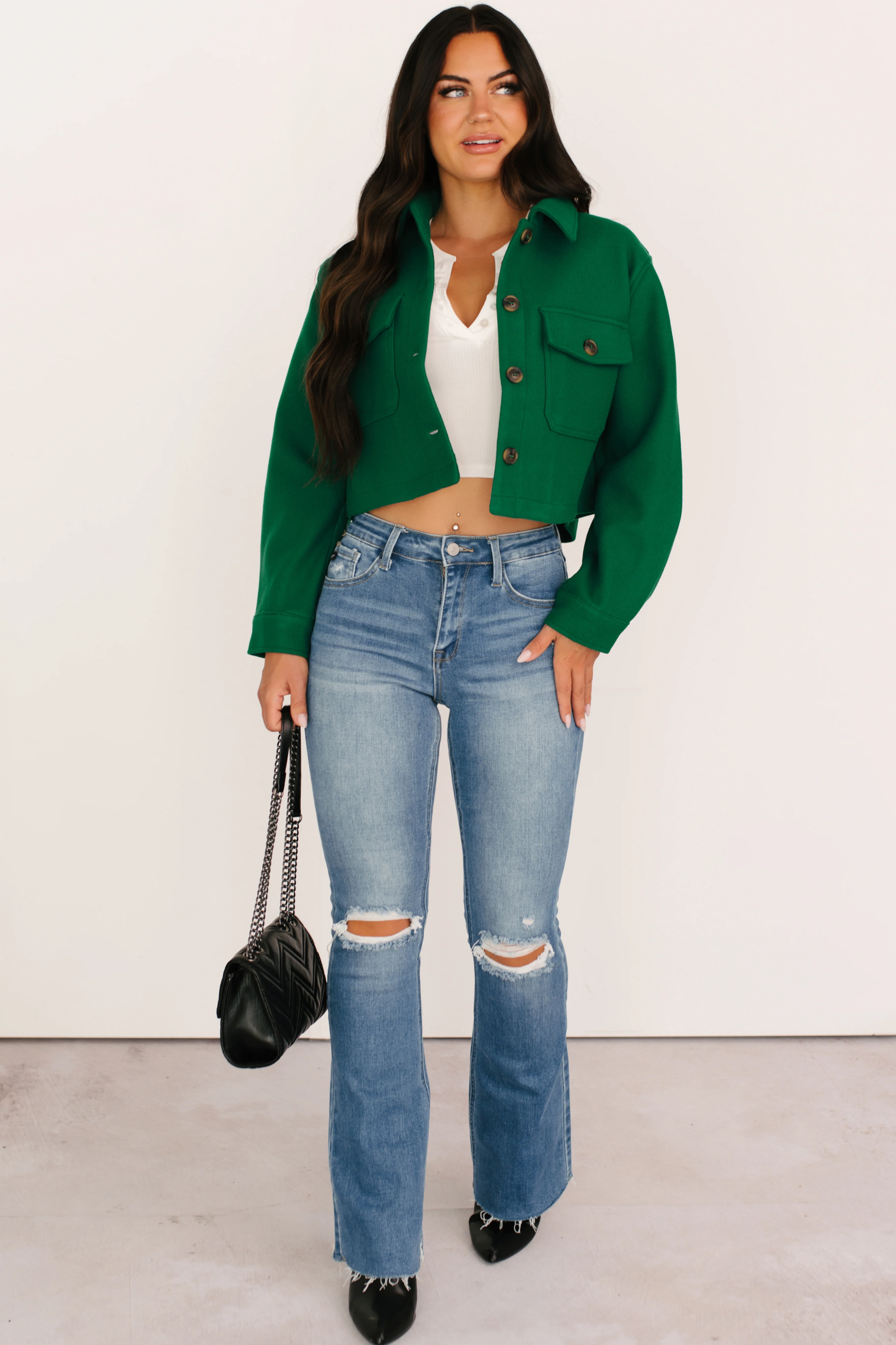 Soft But Savage Fleece Crop Jacket (Green) - Image 6