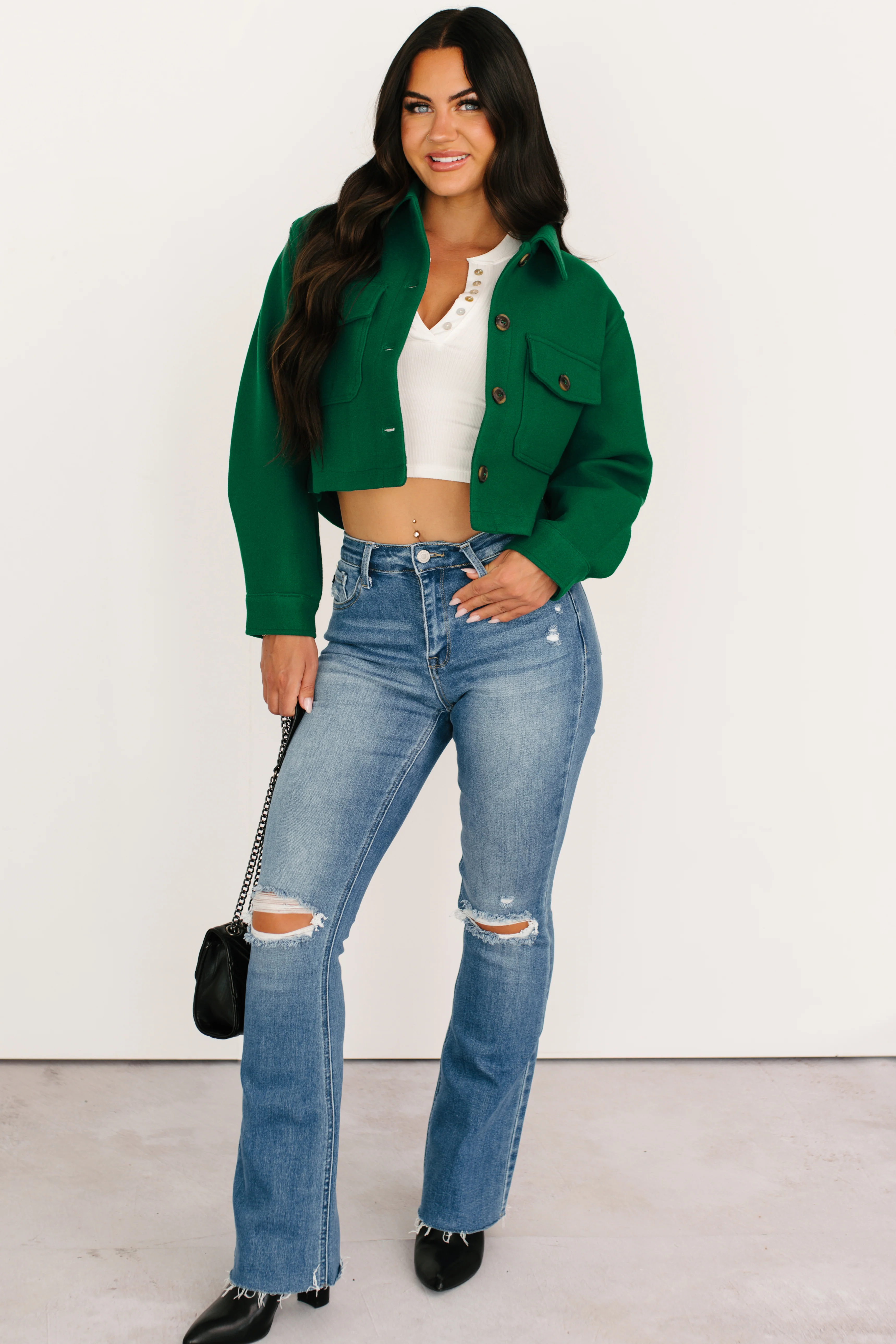 Soft But Savage Fleece Crop Jacket (Green) - Image 7