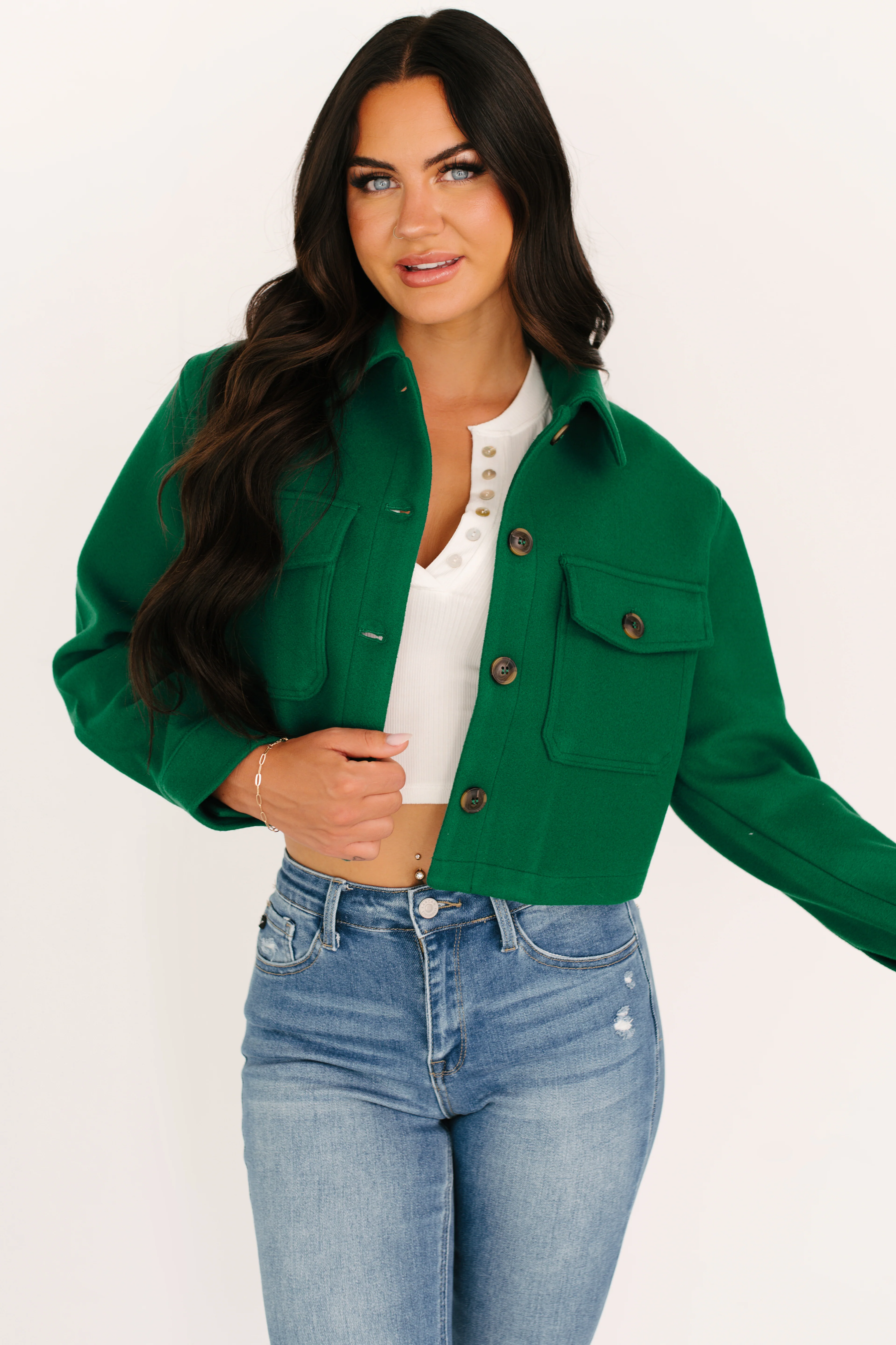 Soft But Savage Fleece Crop Jacket (Green) - Image 9