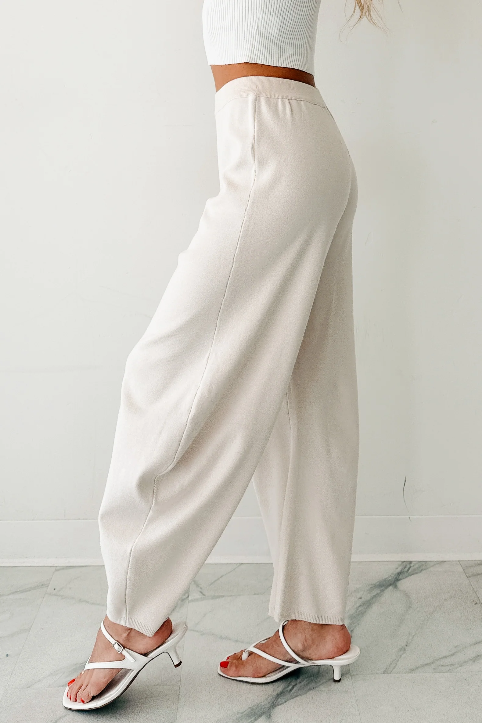 Soft Launch Era Knitted Barrel Pants (Cream) - Image 3