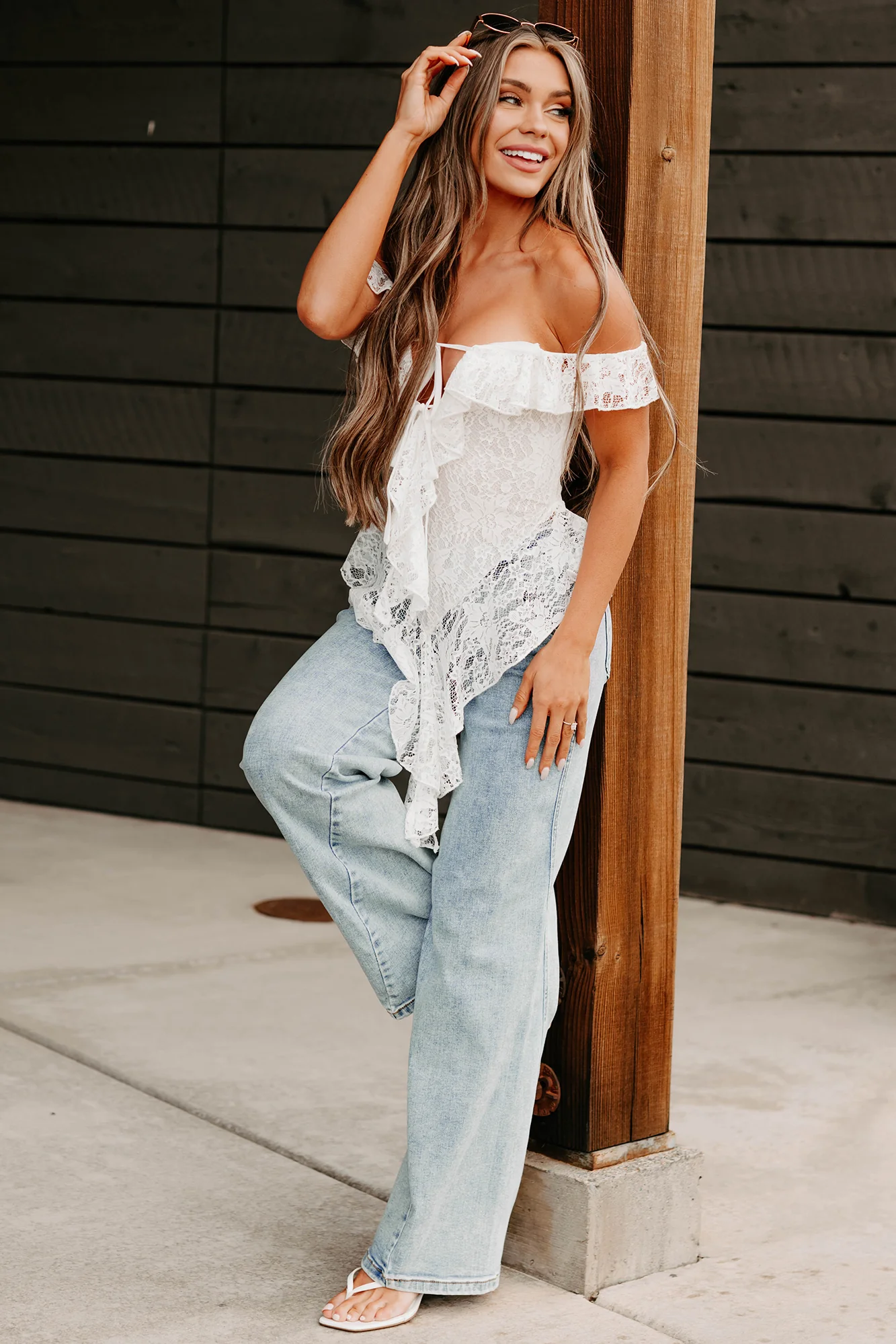 Soft Serenade Ruffle Lace Top (Off White) - Image 10
