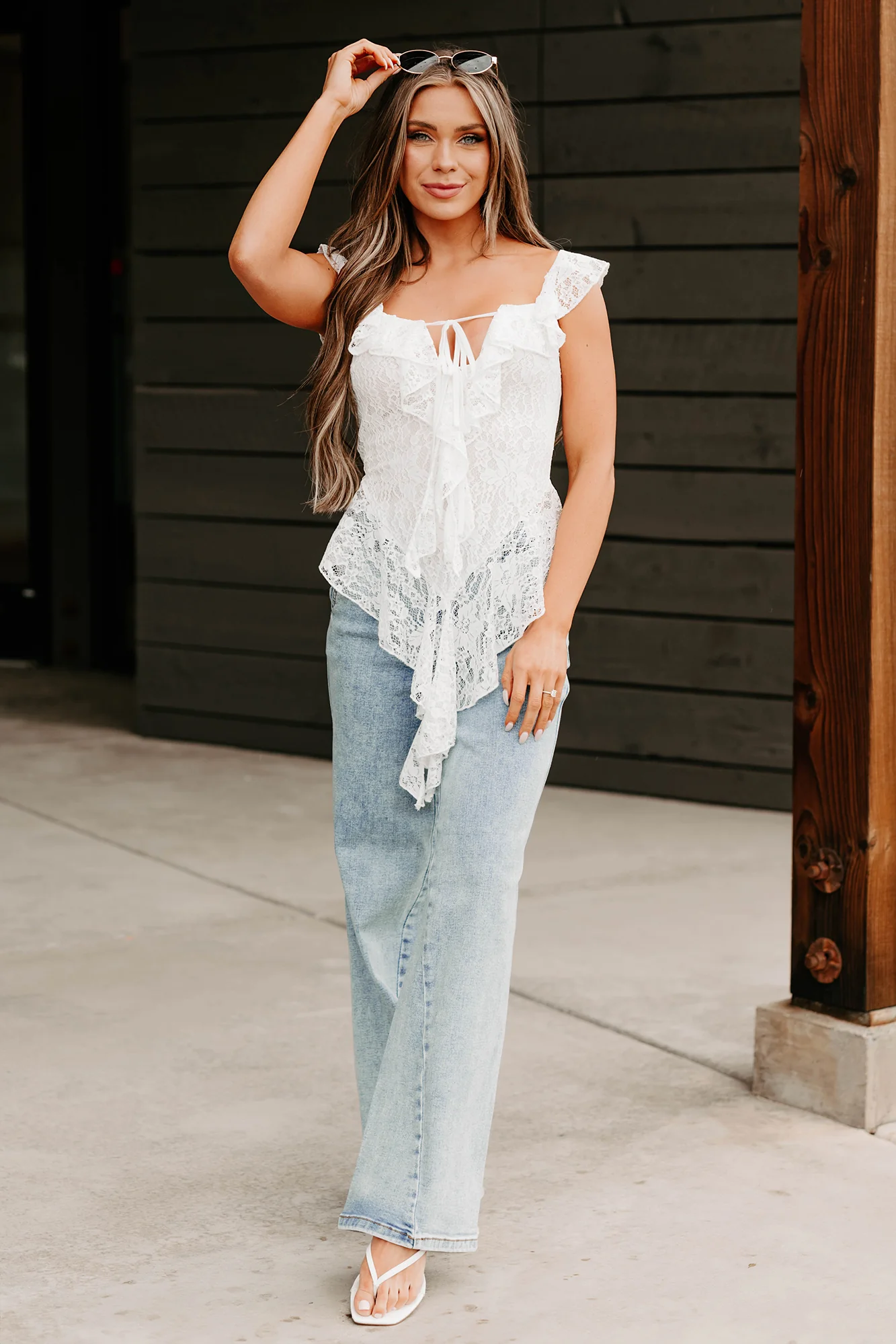 Soft Serenade Ruffle Lace Top (Off White) - Image 9