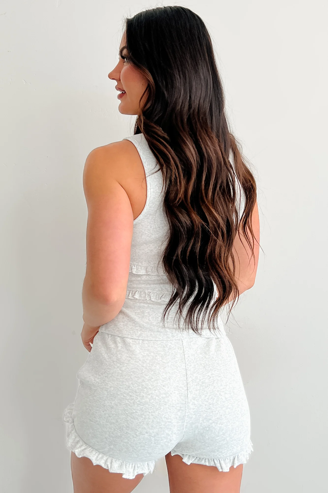 Soft Serve Ribbed Tank & Shorts Set (Heather Grey) - Image 5