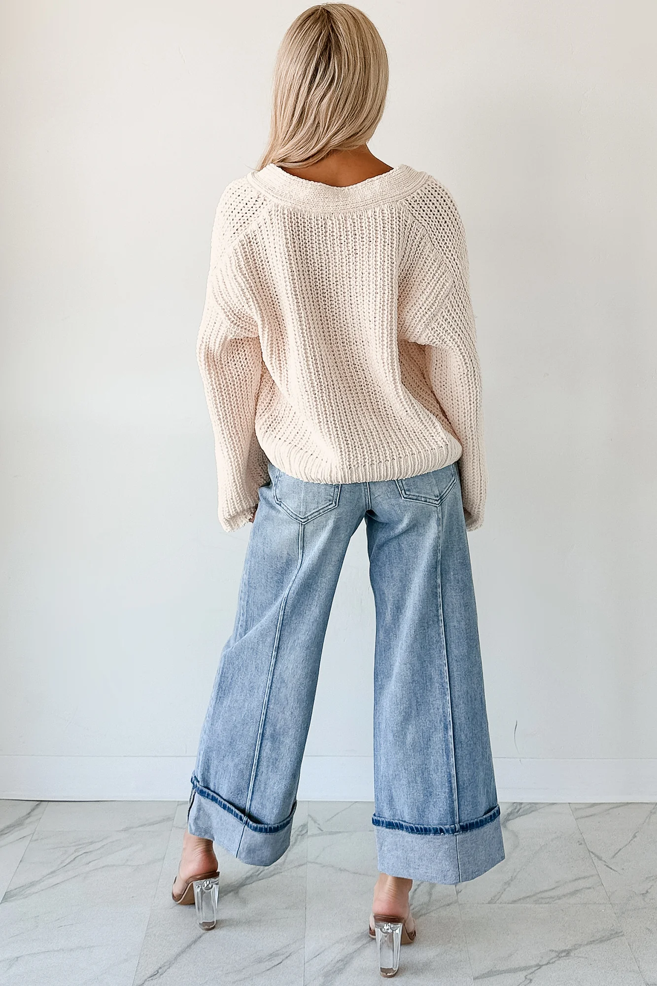 Soft & Still POL Oversized Chenille Cardigan (Powder Cream) - Image 10
