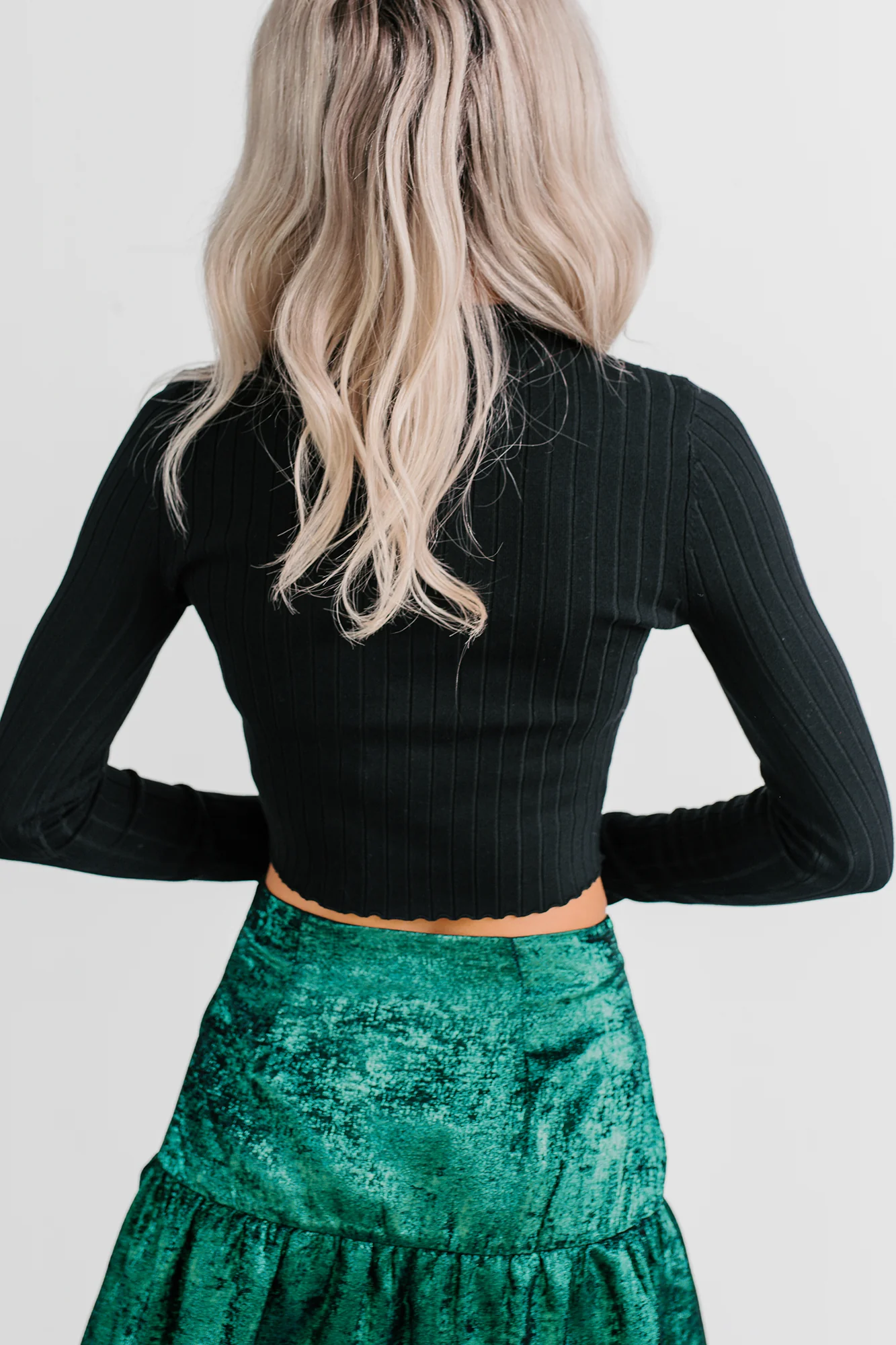 Softly Yours Ribbed Knit Crop Top (Black) - Image 5