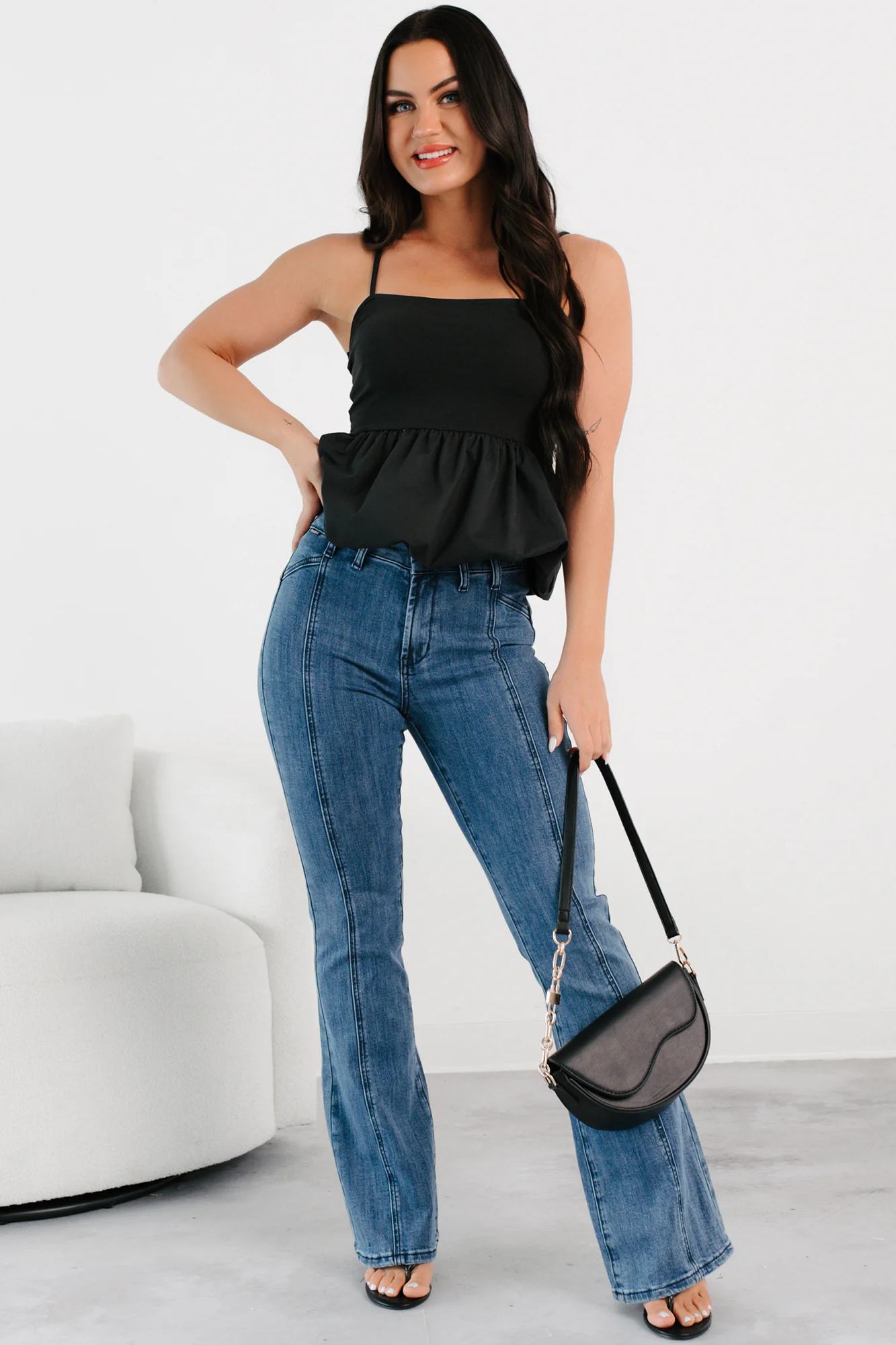 Solene High Rise Flared Special A Jeans (Dark) - Image 5