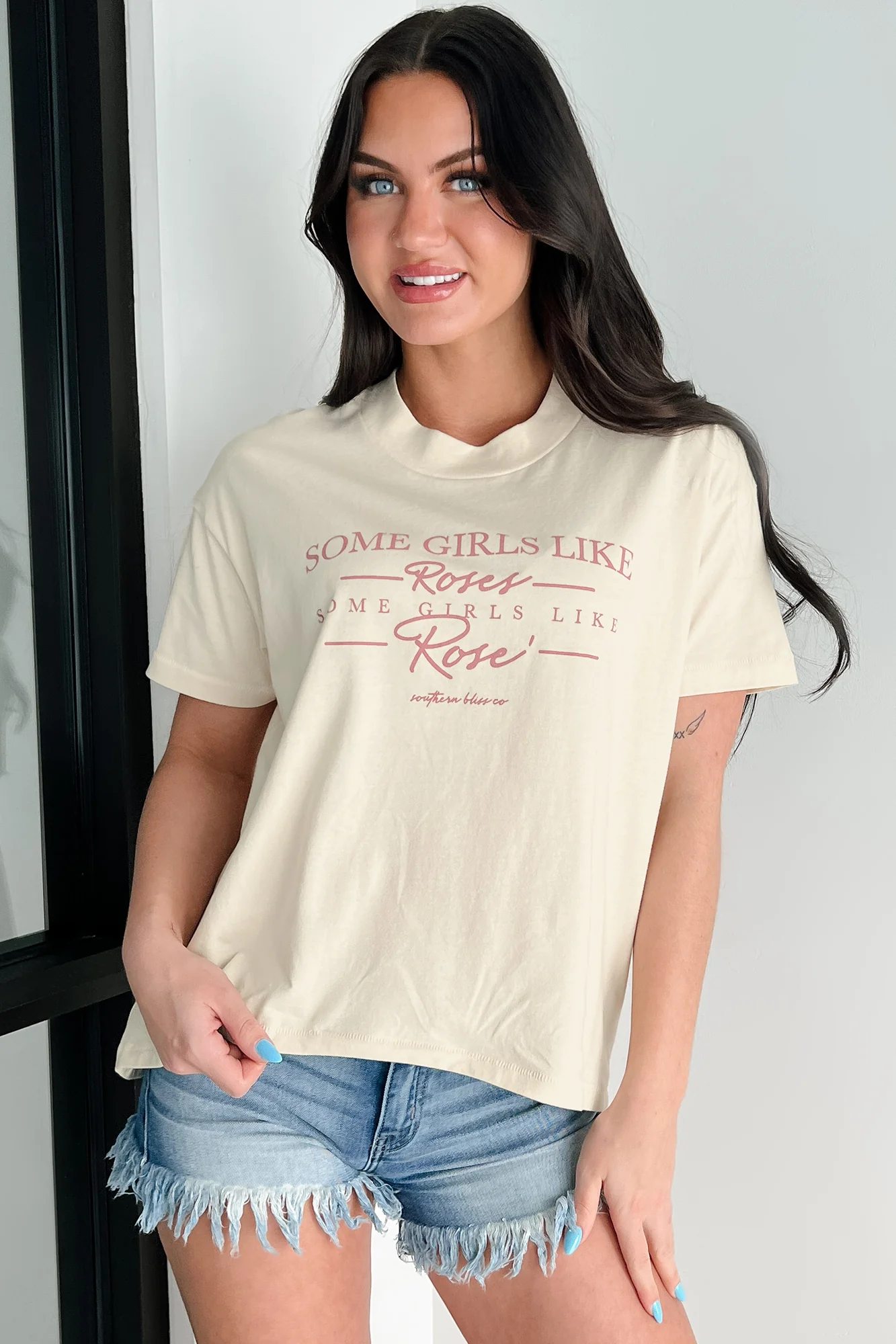 "Some Girls Like Roses" Graphic T-Shirt (Sand) - Image 3