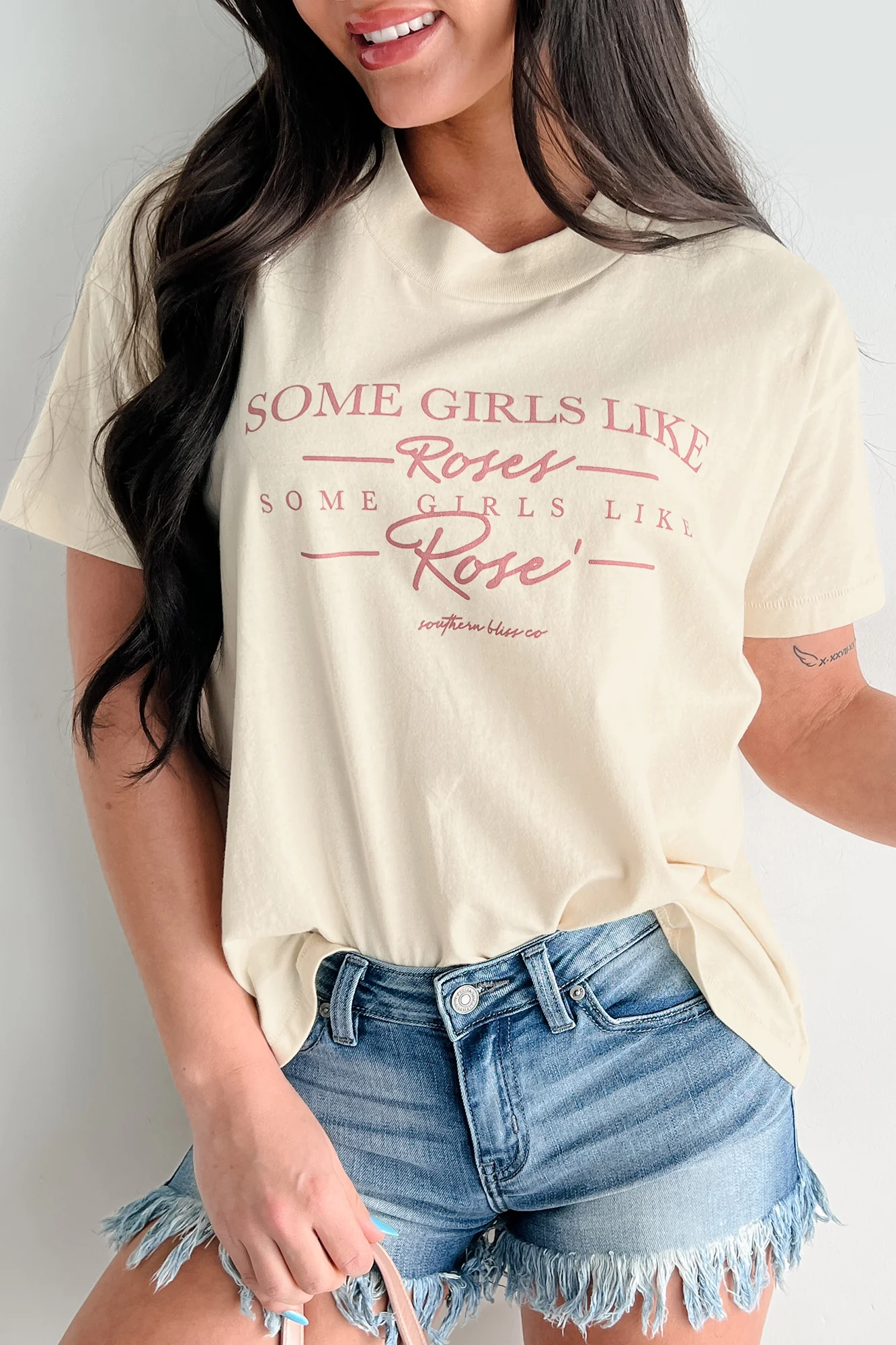 "Some Girls Like Roses" Graphic T-Shirt (Sand) - Image 6