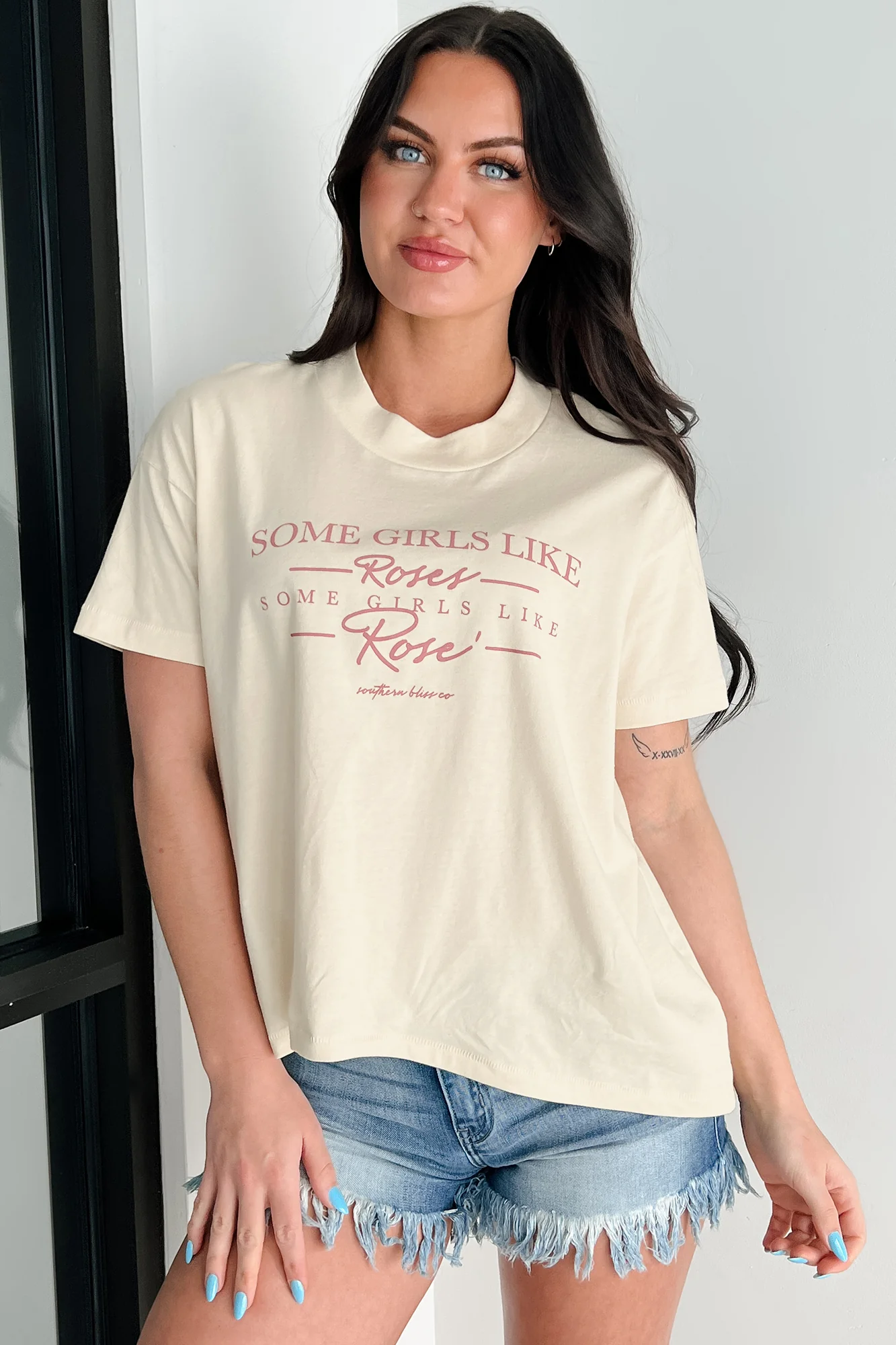 "Some Girls Like Roses" Graphic T-Shirt (Sand) - Image 8