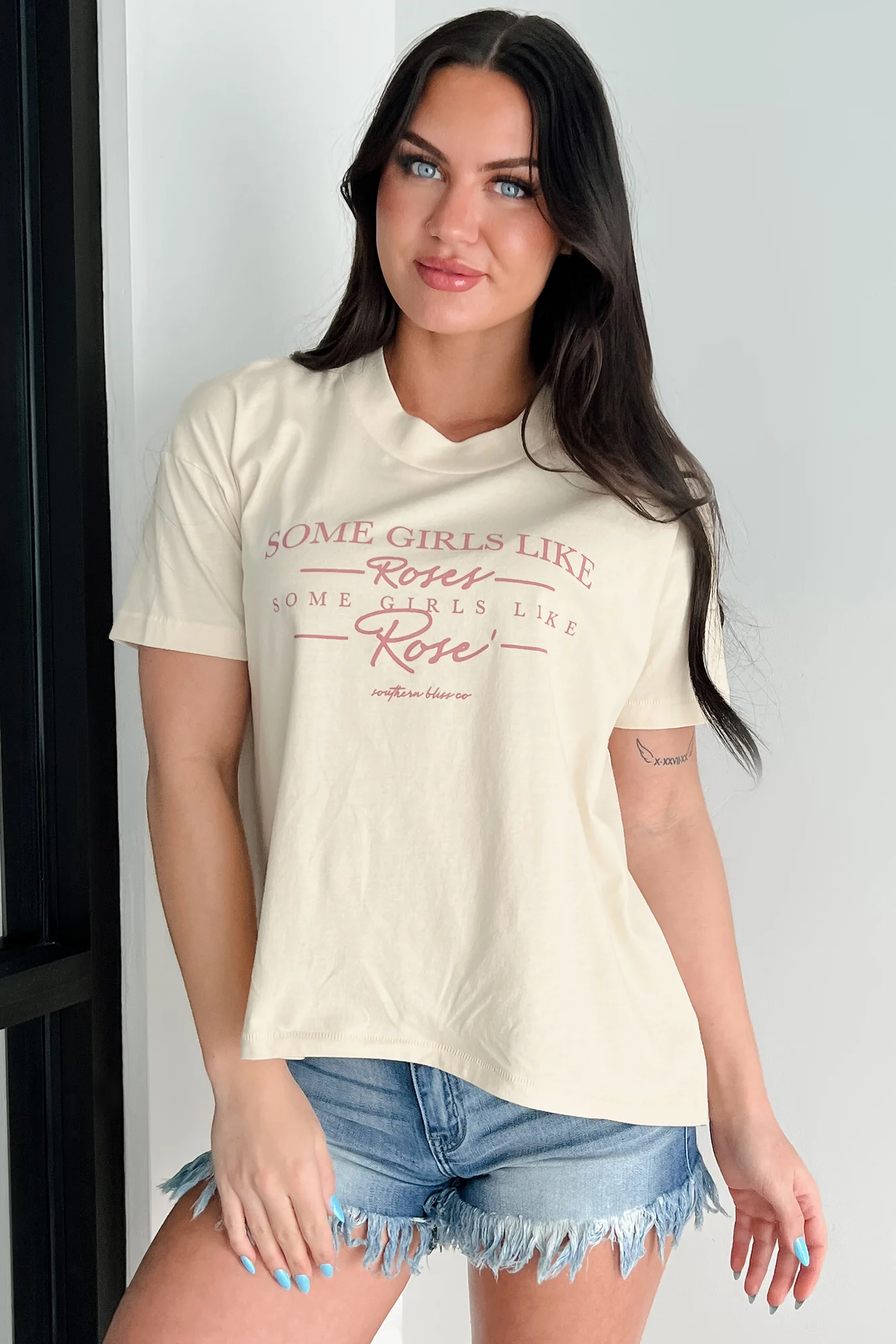 "Some Girls Like Roses" Graphic T-Shirt (Sand) - Image 9