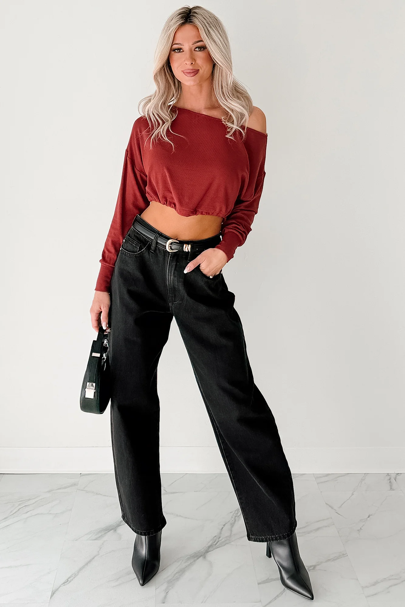 Sophia High Rise Judy Blue Washed Barrel Jeans (Black) - Image 2