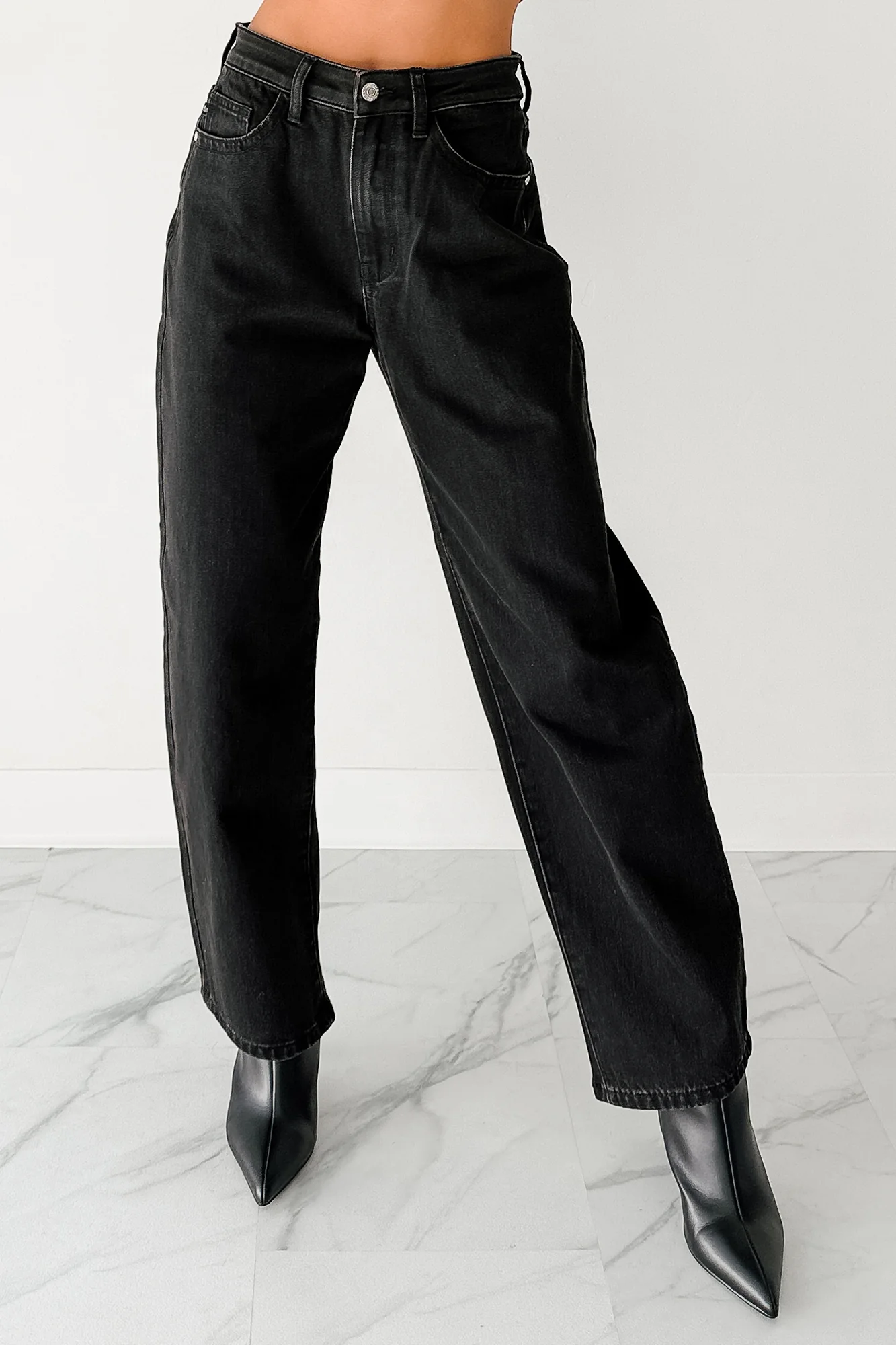 Sophia High Rise Judy Blue Washed Barrel Jeans (Black) - Image 3