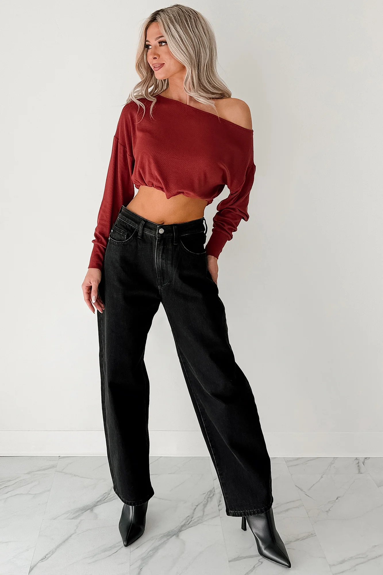 Sophia High Rise Judy Blue Washed Barrel Jeans (Black) - Image 6