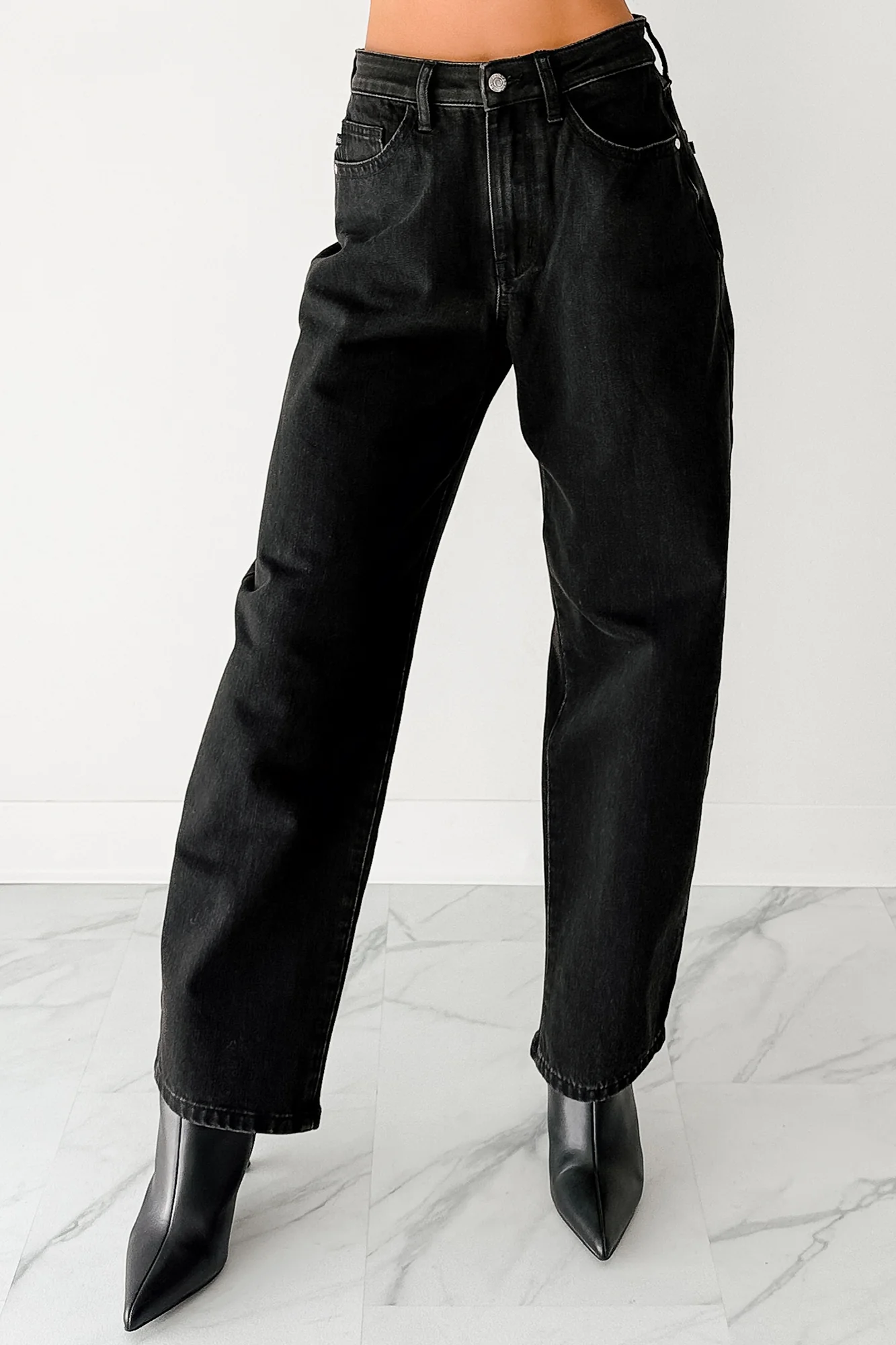Sophia High Rise Judy Blue Washed Barrel Jeans (Black) - Image 8